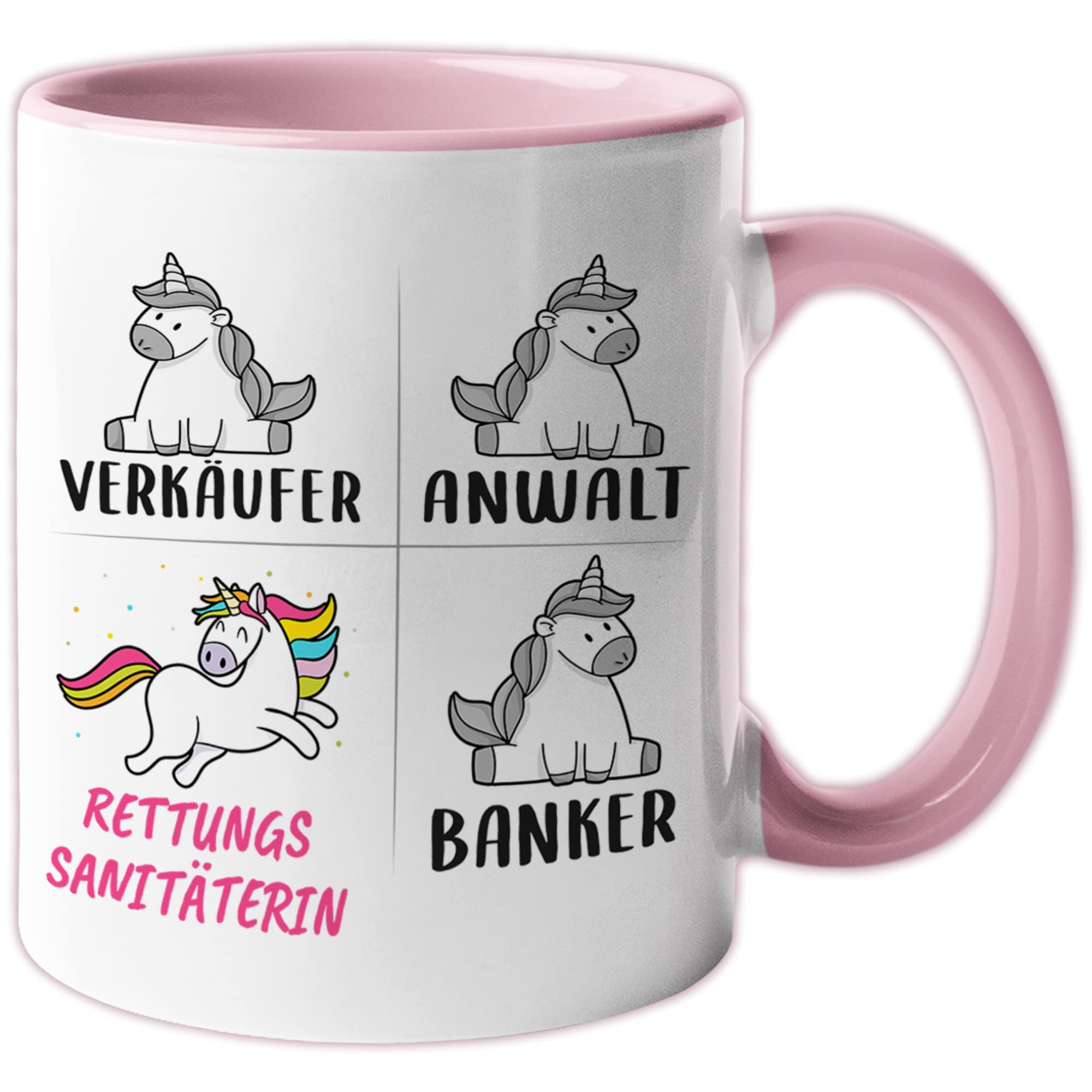 Tasse Rettungssanitäterin lustig, Rettungs-Sanitäterin Geschenk Beruf, Spruch Kaffeebecher Krankenwagen Geschenkidee, Beruf Rettungsdienst Rettungshelferin Kaffee-Tasse Einhorn Frauen Teetasse Becher