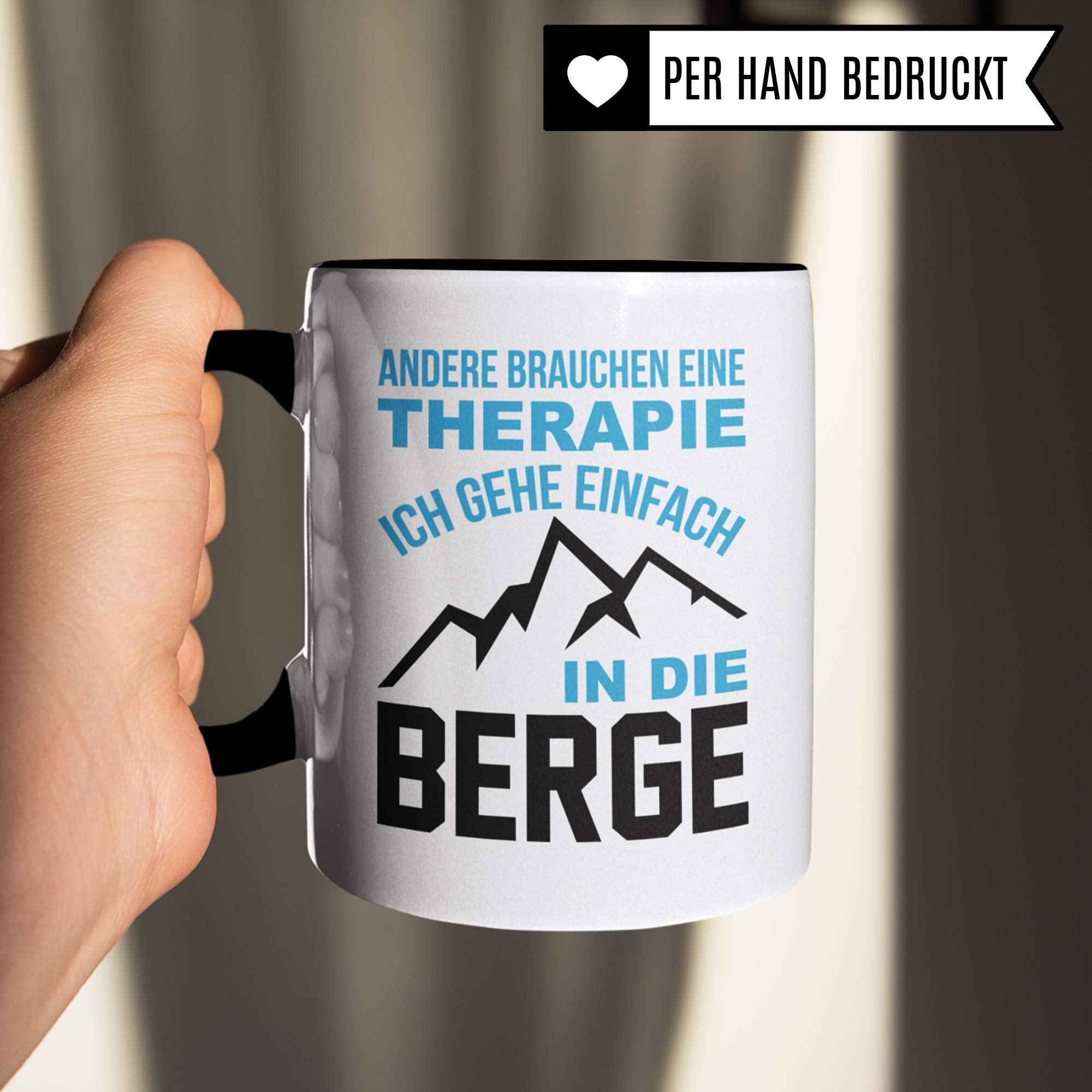 Pagma Druck Berge Tasse, Wandern Geschenk, Wanderer Becher Bergwandern Trekking Bergsteigen Geschenkidee, Berg Kaffeetasse Gebirge Wanderlust Alpen Motiv Kaffeebecher lustig