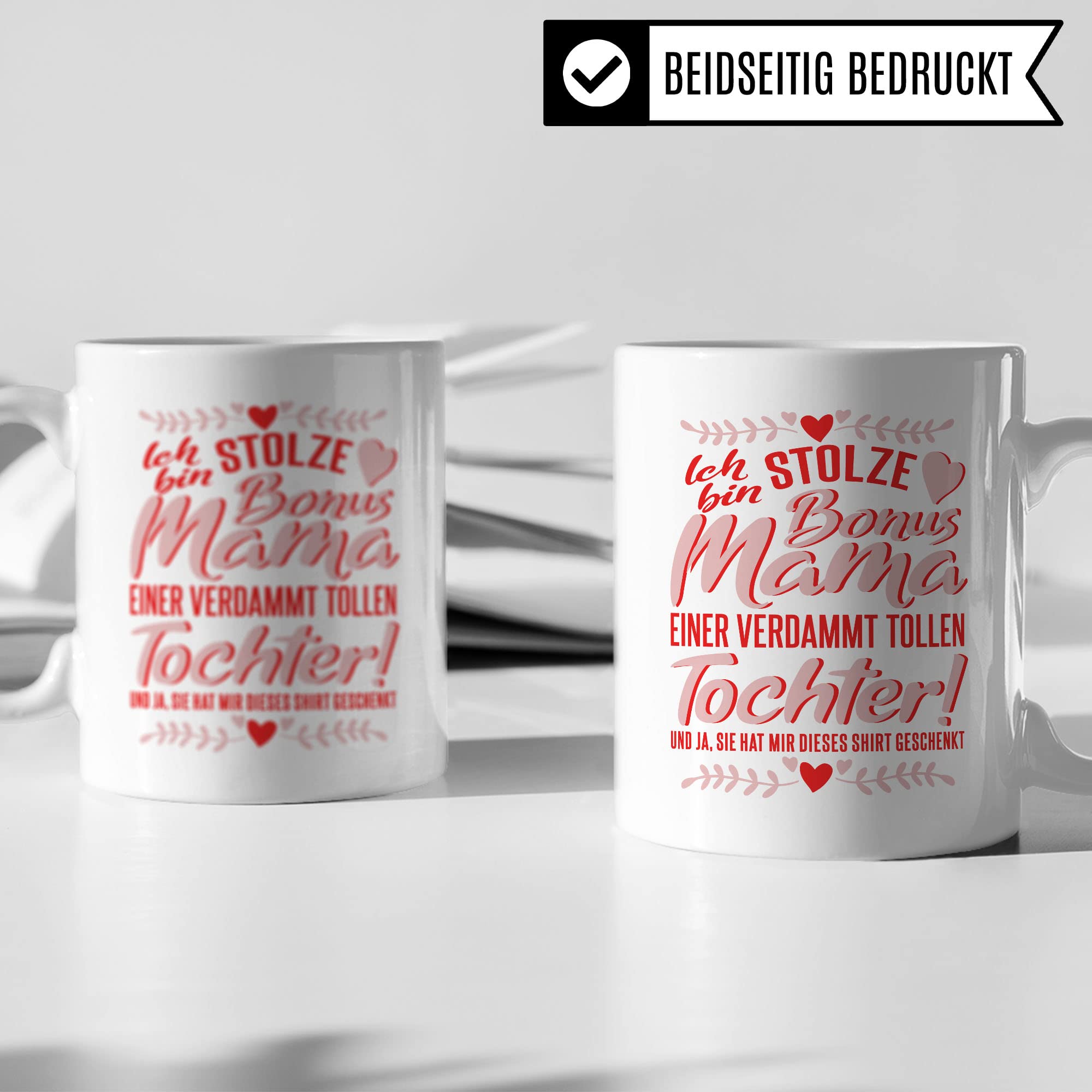 Bonusmama Tasse Geschenkidee Stiefmutter Kaffeetasse Geschenk für Stiefmama Kaffeebecher Mama Becher