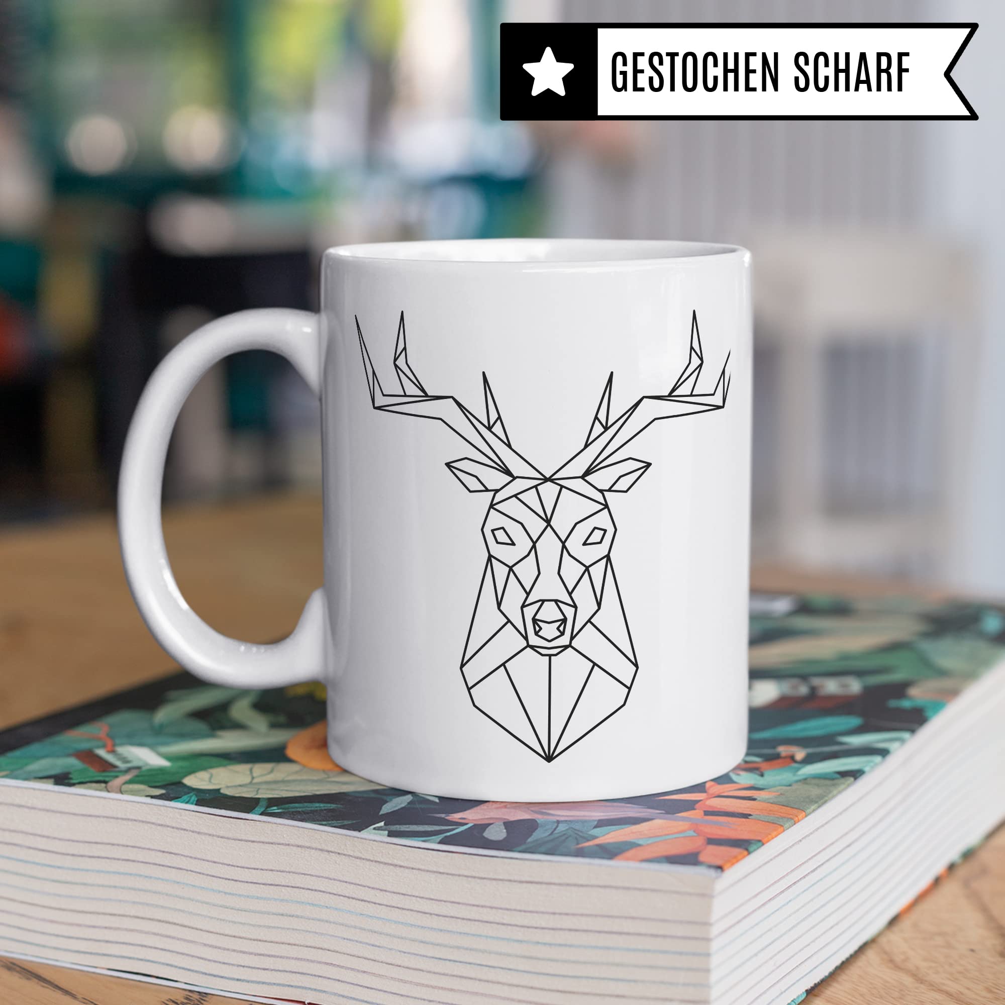 Hirsch-Motiv, hochwertiges Design Tasse Geschenk Hirsch-fans, Fuchs-Tasse Motiv, Geschenk Kollegen, Fuchs Büro-Tasse Wald-Motiv Jäger Jagd Hisrchliebhaber Naturliebhaber