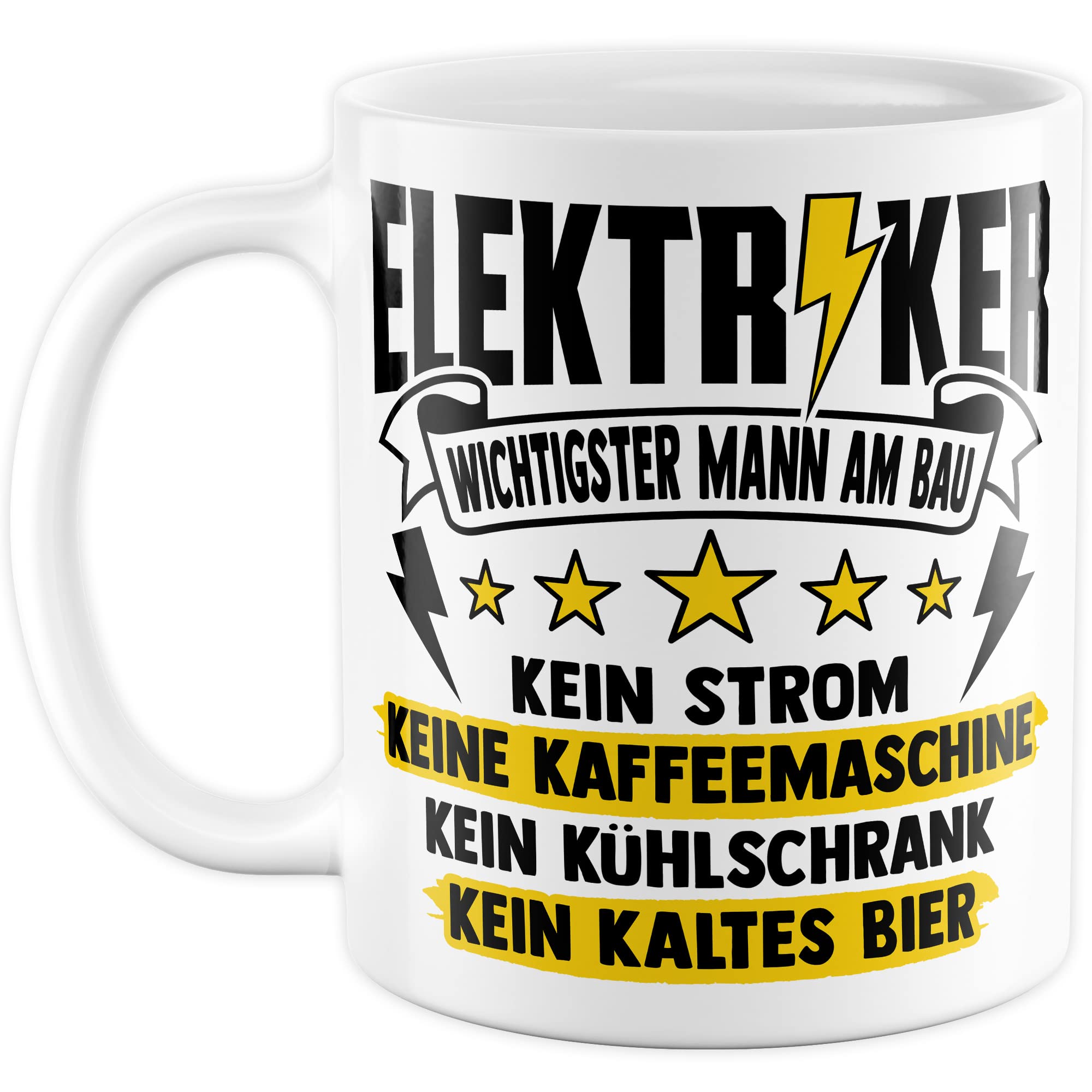 Installateur Tasse Elektriker Wichtigster Mann am Bau Witz Geschenkidee Elektronik Kaffeetasse Geschenk für Elektrotechniker Kaffeebecher Baustellen Becher