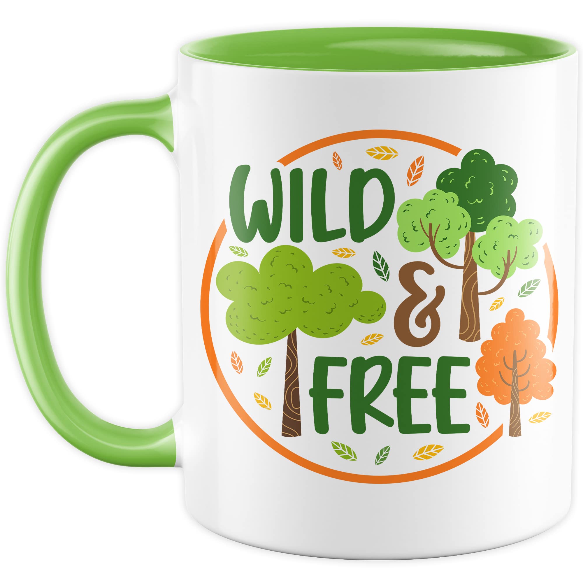 Wild & Free Becher Tasse Wohnmobil Wohnwagen Kaffeetasse Camping Geschenk Camper Kaffee-Becher Geschenkidee Outdoorfans Camperin Zelten Abenteuer Reisen Spruch Campingurlaub