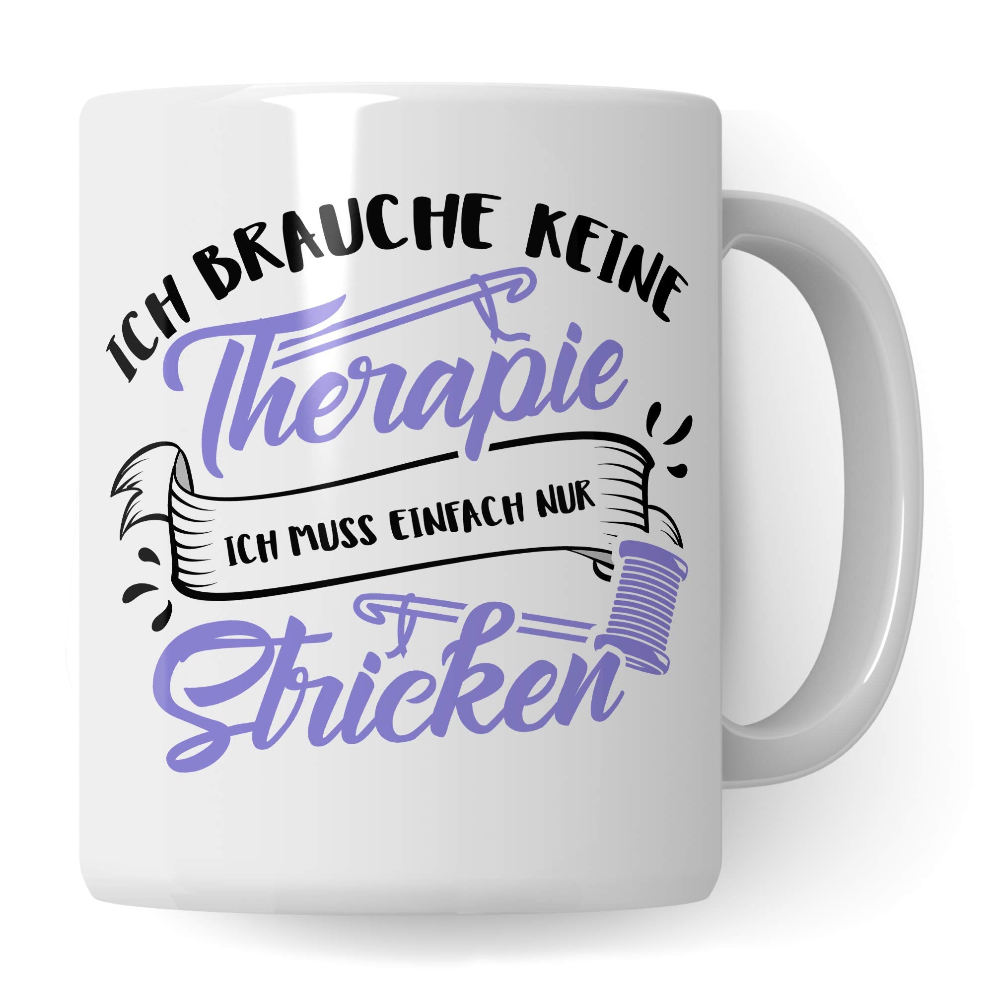 Pagma Druck Stricken Tasse, Strickerin Geschenk Spruch Becher Geschenkidee, Kaffeetasse Häkeln Kaffeebecher (Weiß/Weiß)