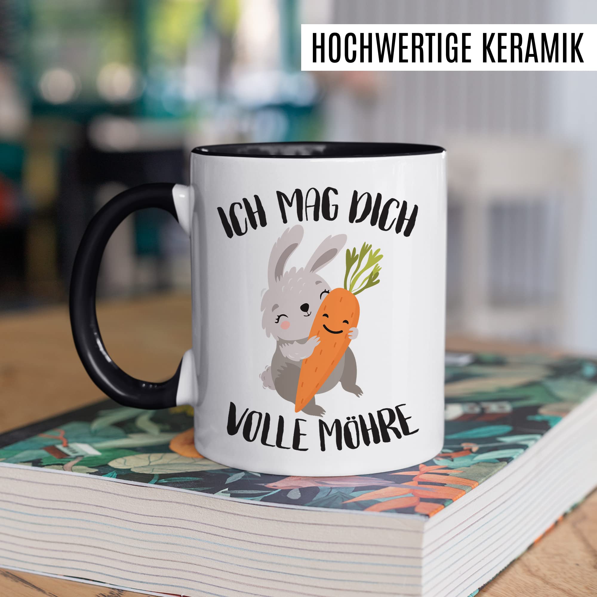 Süße Tasse Liebe Kaffeetasse Für Partner Geschenk Freundin Geschenkidee Freund Kaffee-Becher Mag dich volle Möhre Spruch Motiv süß Hase