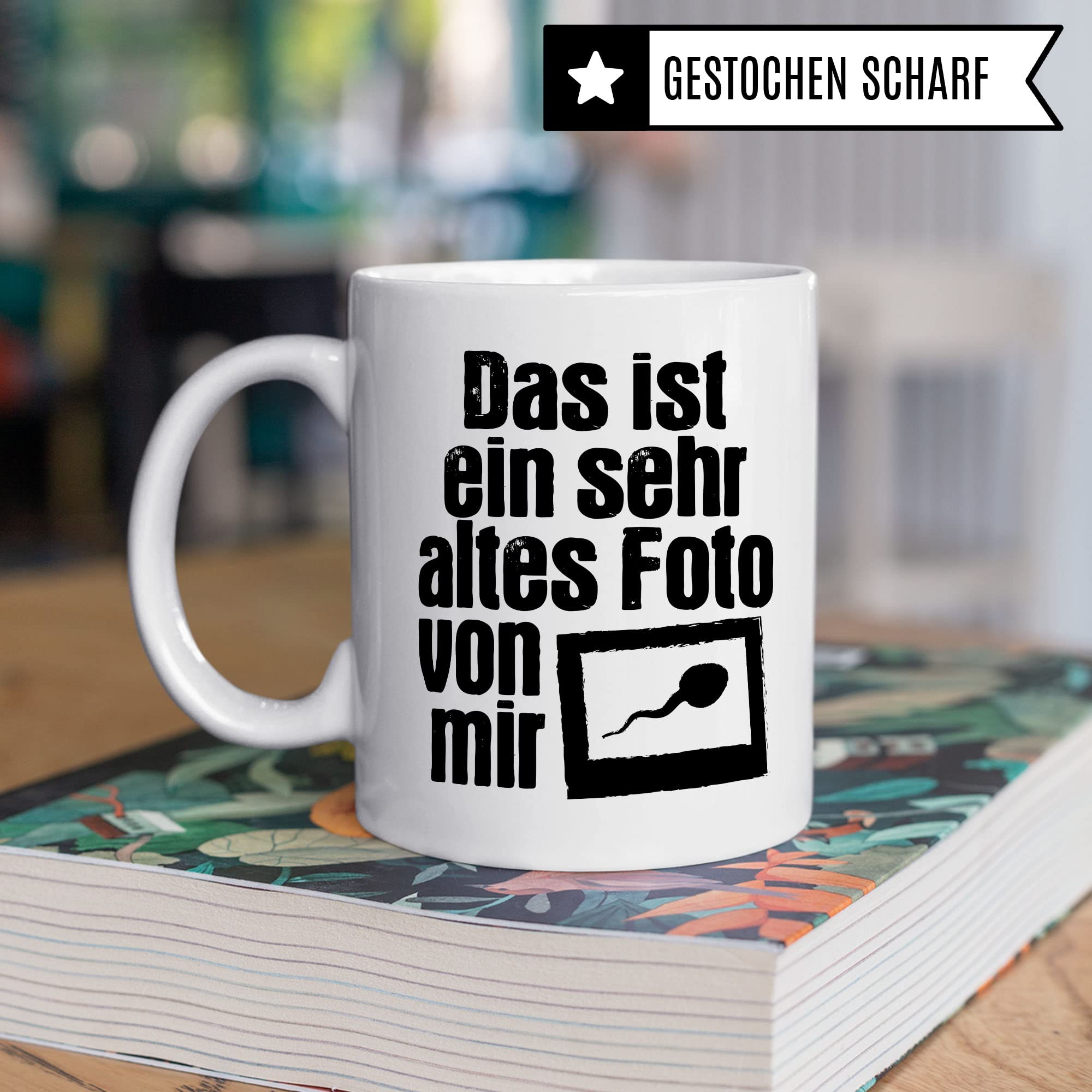 Lustige Tasse mit Spruch, Das ist ein sehr altes Foto von mir Spruch, Geschenk für Lehrer Kollegen Arbeiter, Kaffeetasse lustig, Sarkasmus, sarkastische Spruch Humor Witz Geschenkidee