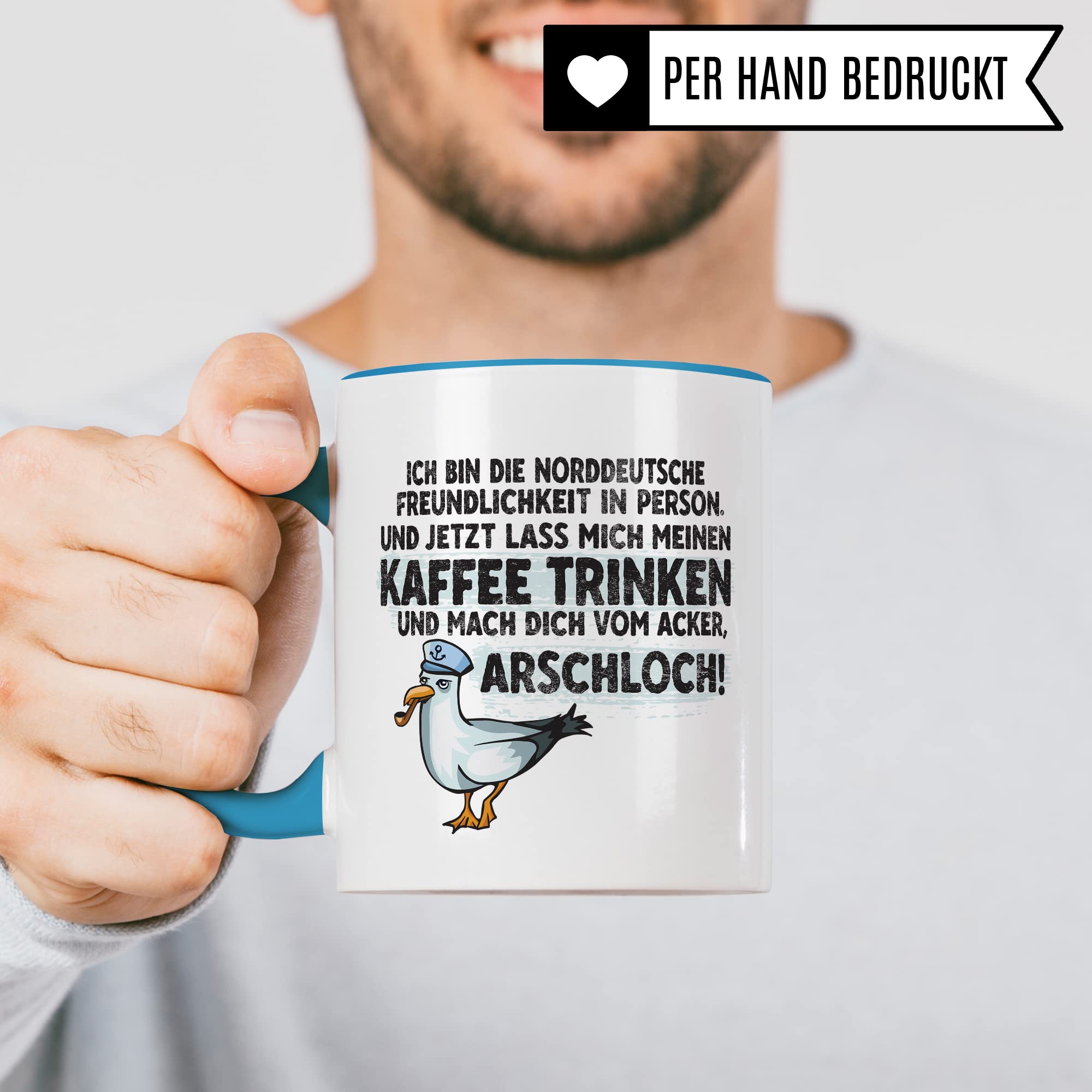 Moin Tasse Kaffee-Tasse Geschenkidee für Norddeutsche Norddeutschland Meer Nordsee Ostsee Kaffeebecher