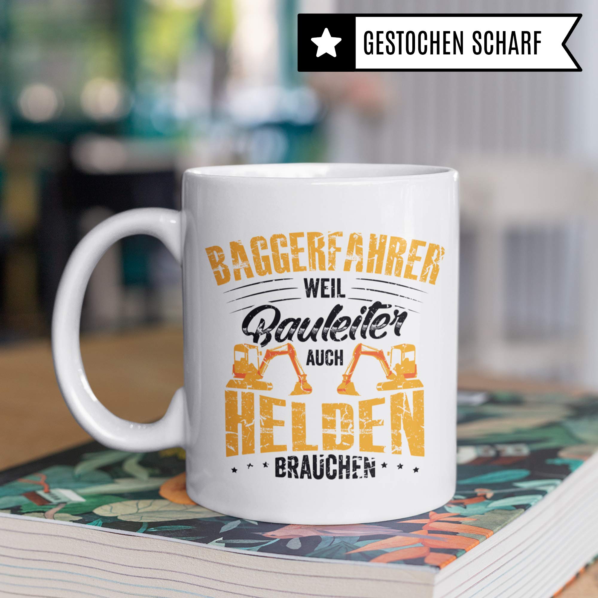 Pagma Druck Baggerfahrer Geschenk, Bagger Tasse, Geschenkidee für Baumaschinenführer & Bagger Fahrer Becher, Kaffeetasse Baumaschinen Baggerführer Baustelle Kaffeebecher