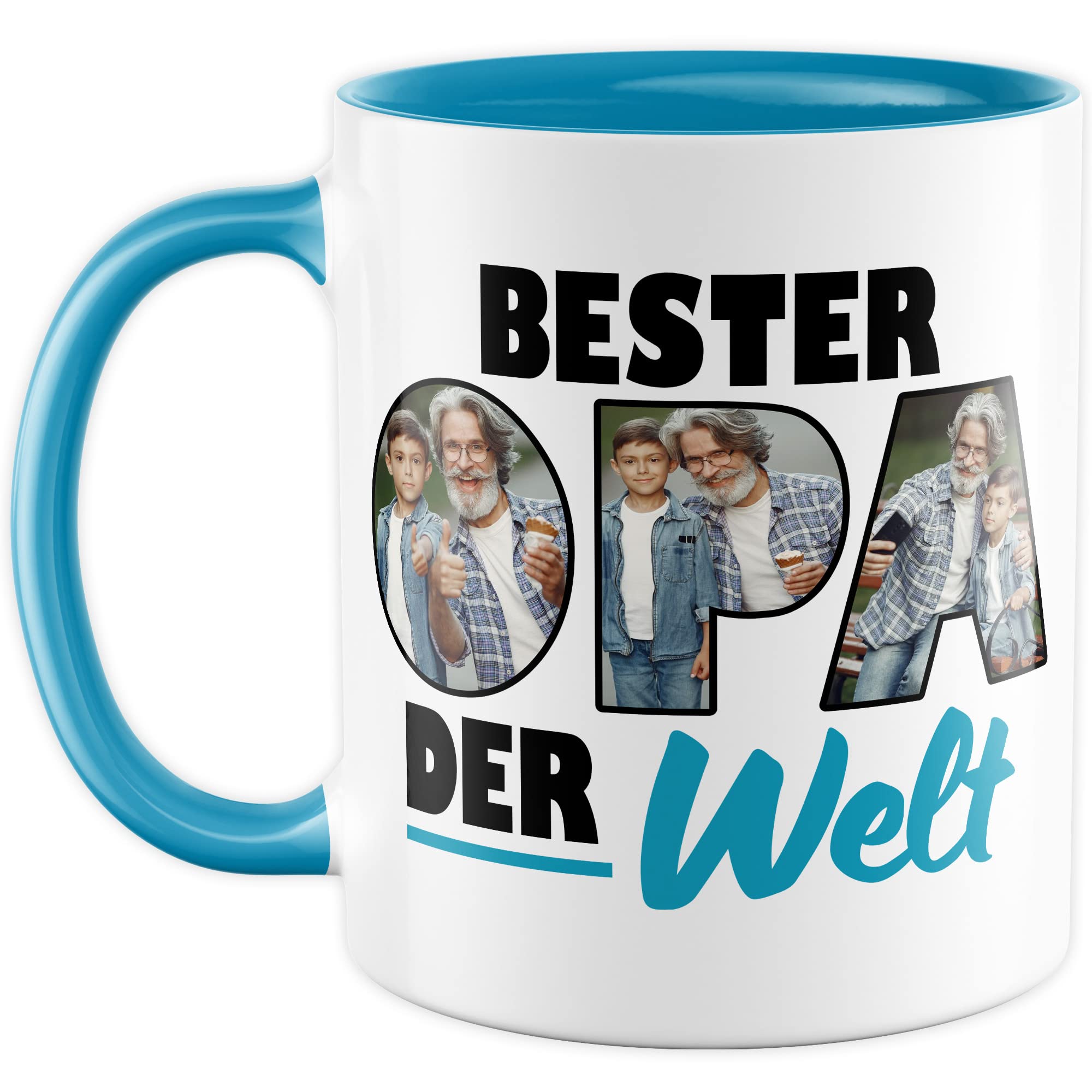 Opa Tasse personalisierbar mit Bild, Bester Opa der Welt, Geschenk personalisiert Großvater Spruch Enkelkinder schöner Spruch Geschenkidee Kaffeetasse Enkel