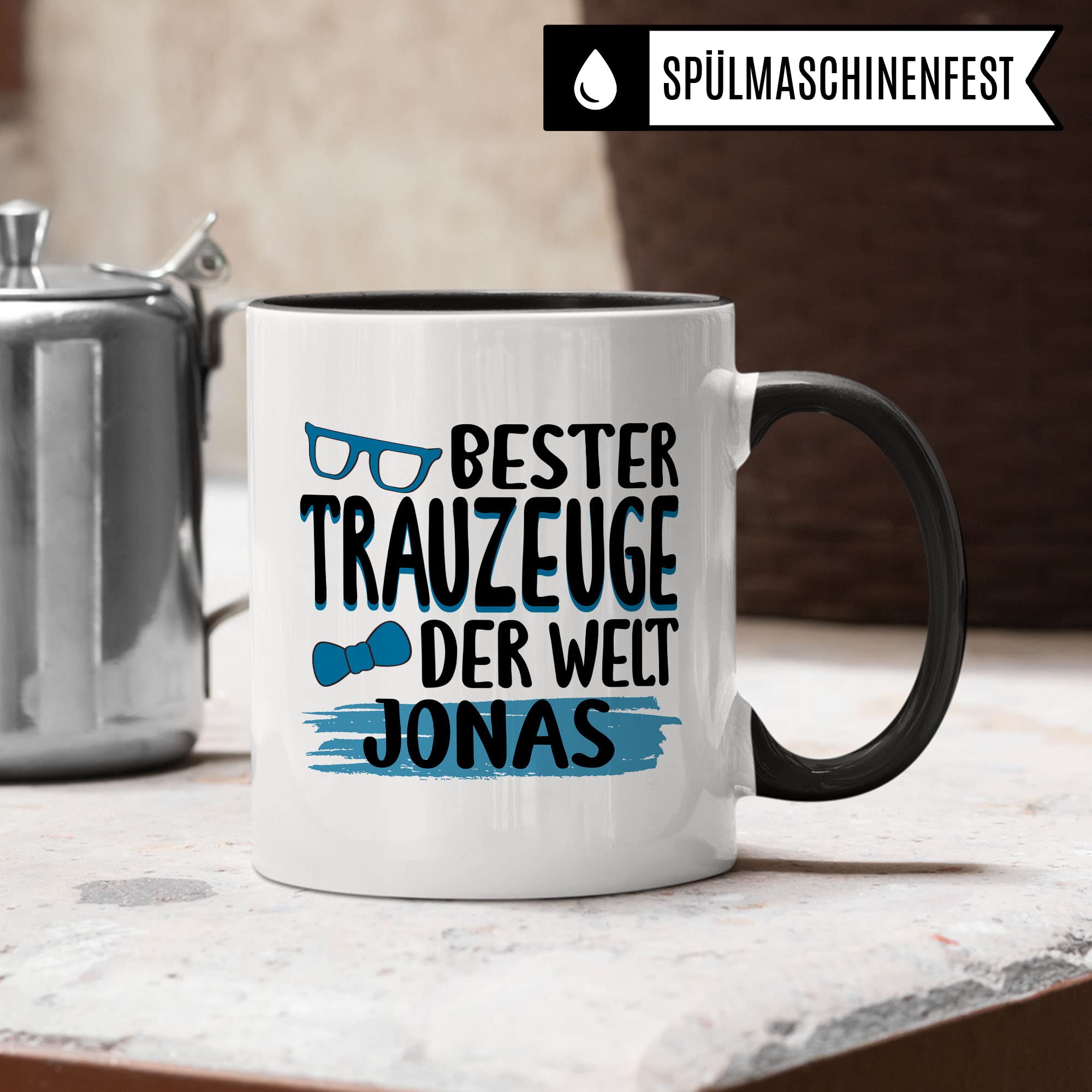 Trauzeuge personalisierbare Tasse, Trauzeuge fragen, Bester Trauzeuge der Welt - NAME, Geschenk Trauzeuge personalisierbar süßes Motiv schöne Geschenkidee Kaffetasse Teebecher Hochzeit