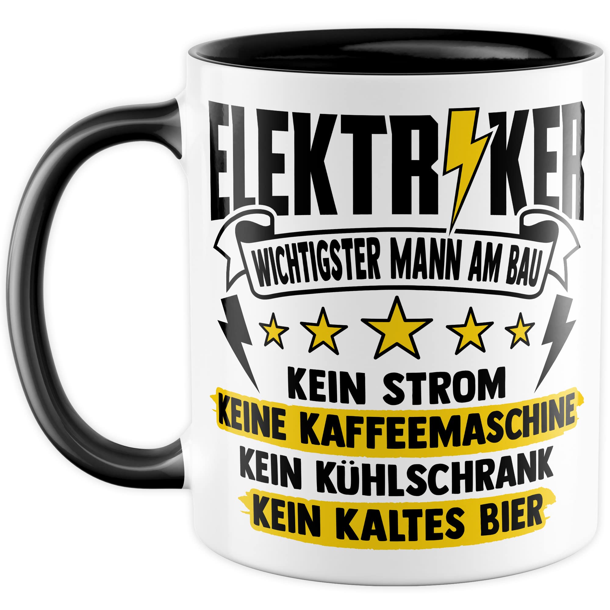 Installateur Tasse Elektriker Wichtigster Mann am Bau Witz Geschenkidee Elektronik Kaffeetasse Geschenk für Elektrotechniker Kaffeebecher Baustellen Becher