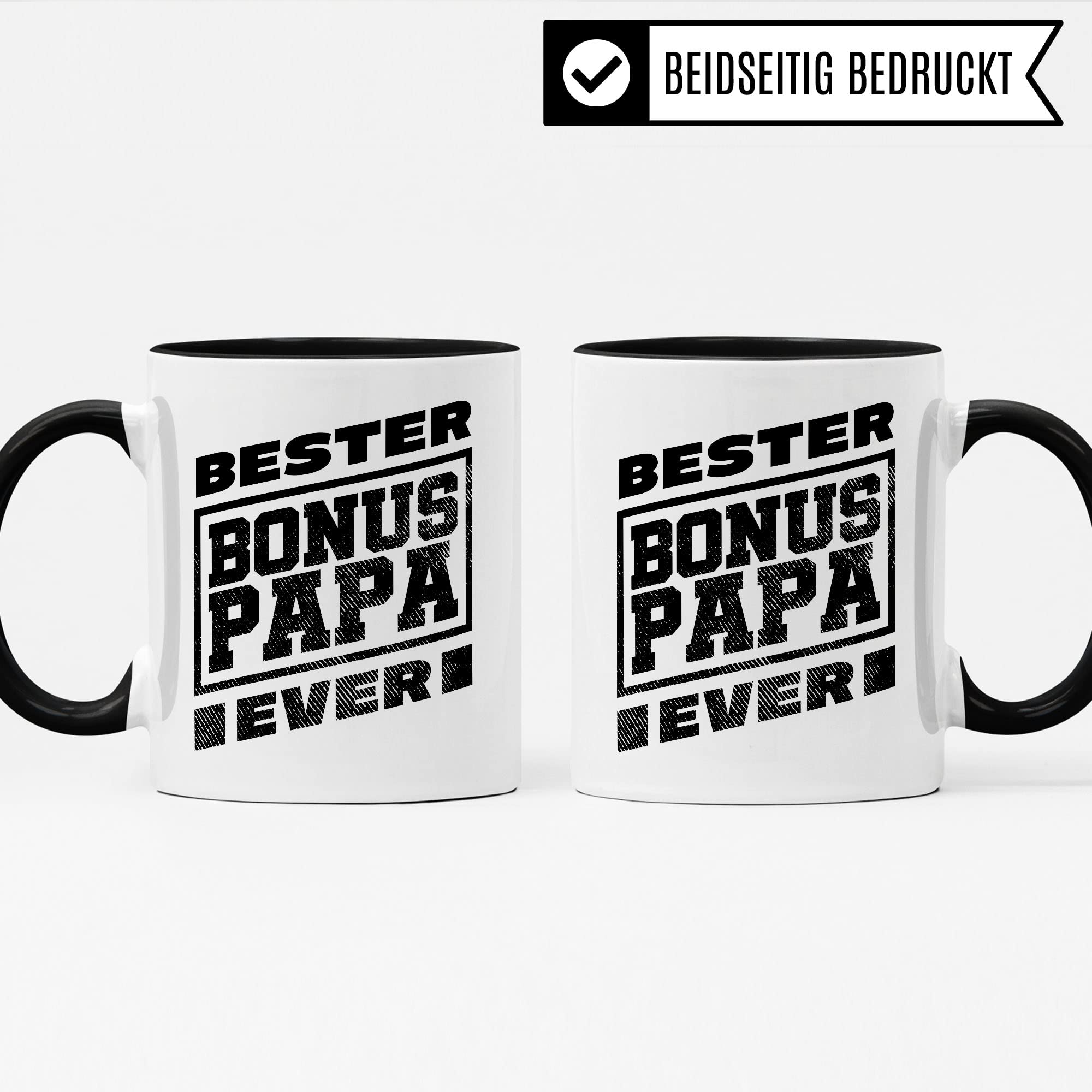 Bonuspapa Tasse Geschenkidee Papa Kaffeetasse Geschenk für Stiefvater Kaffeebecher Stiefpapa Becher