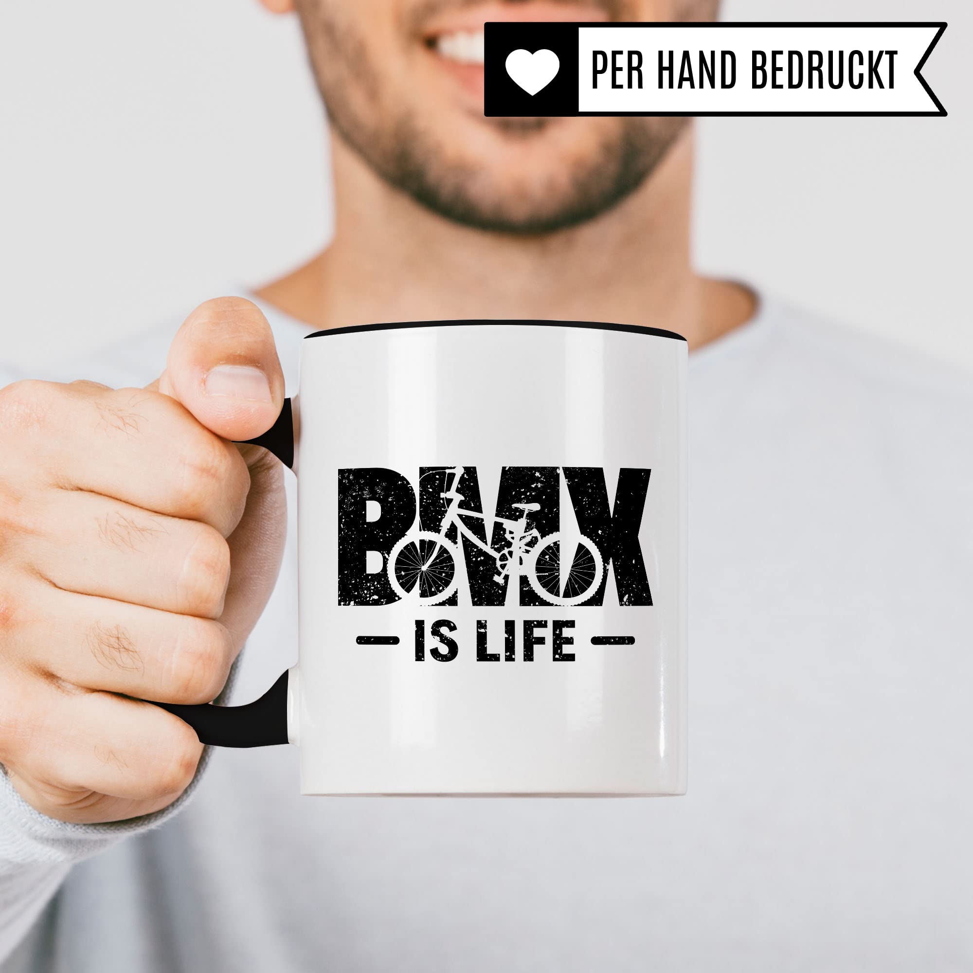 Bmx Tasse Geschenkidee Fahrrad Kaffeetasse Humor Witz Geschenk für Bmxfahrer Kapitän Kaffeebecher Bike Becher