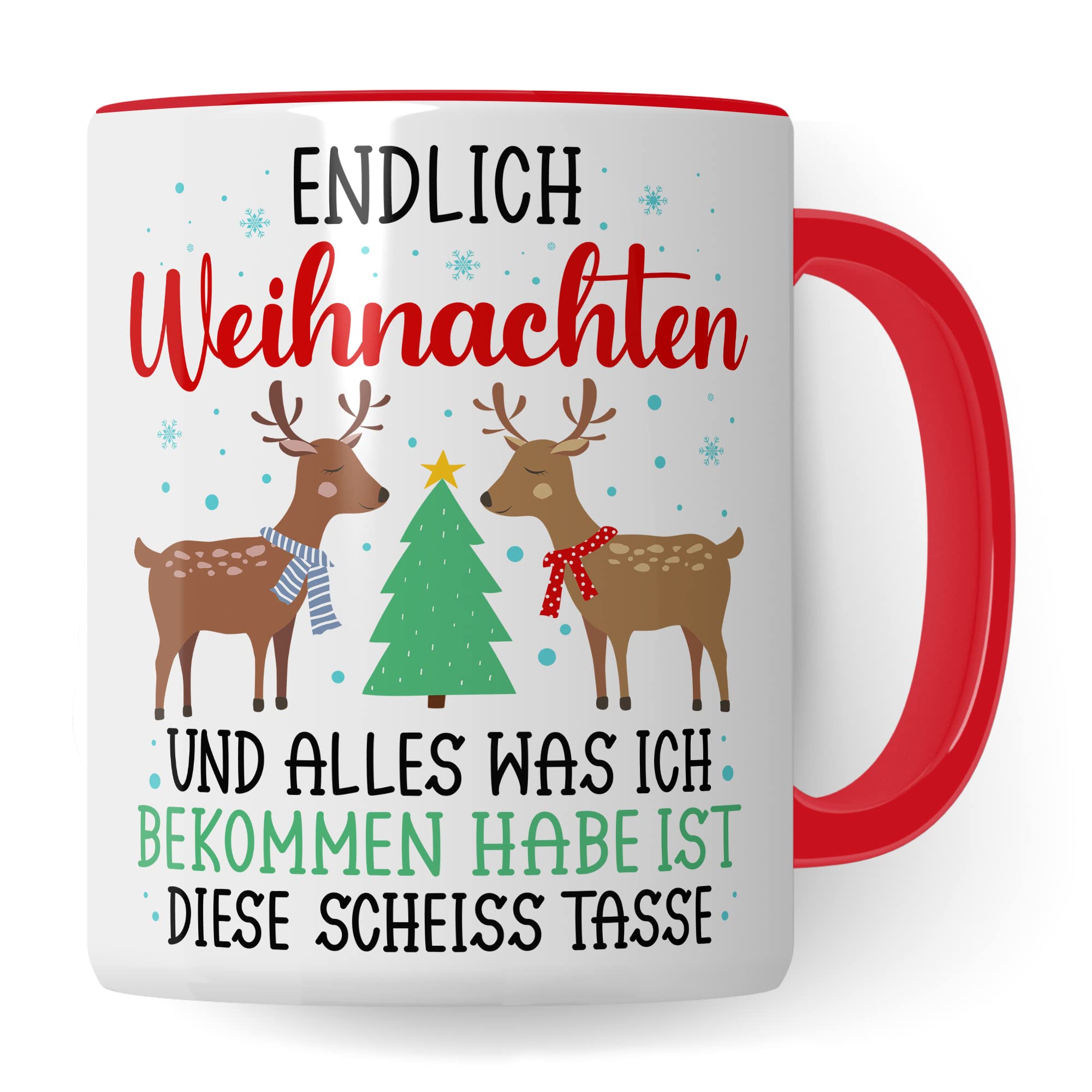 Weihnachten Tasse Geschenk Kaffeetasse Geschenkidee Humor Weihnachtstasse Sarkasmus Kaffee-Becher witziger Geschenkartikel Endlich Weihnachten alles was ich bekomm ist diese scheiß Tasse Spruch