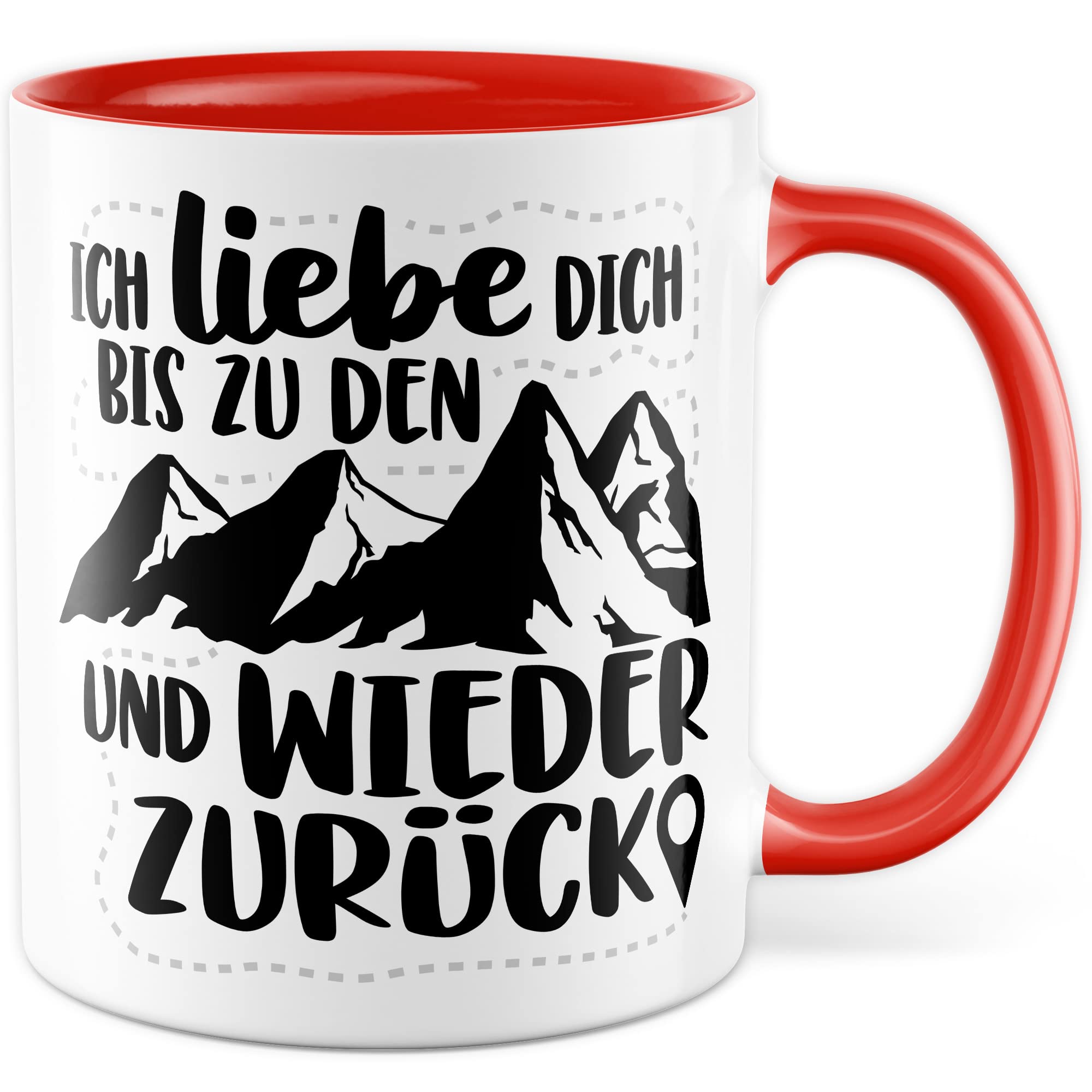 Berge Tasse Liebe Geschenk, Ich liebe dich bis zu den Bergen und zurück Geschenkidee Bergsteiger Kaffeetasse mit Spruch Kaffee-Becher Bergsteigen Wandern Natur