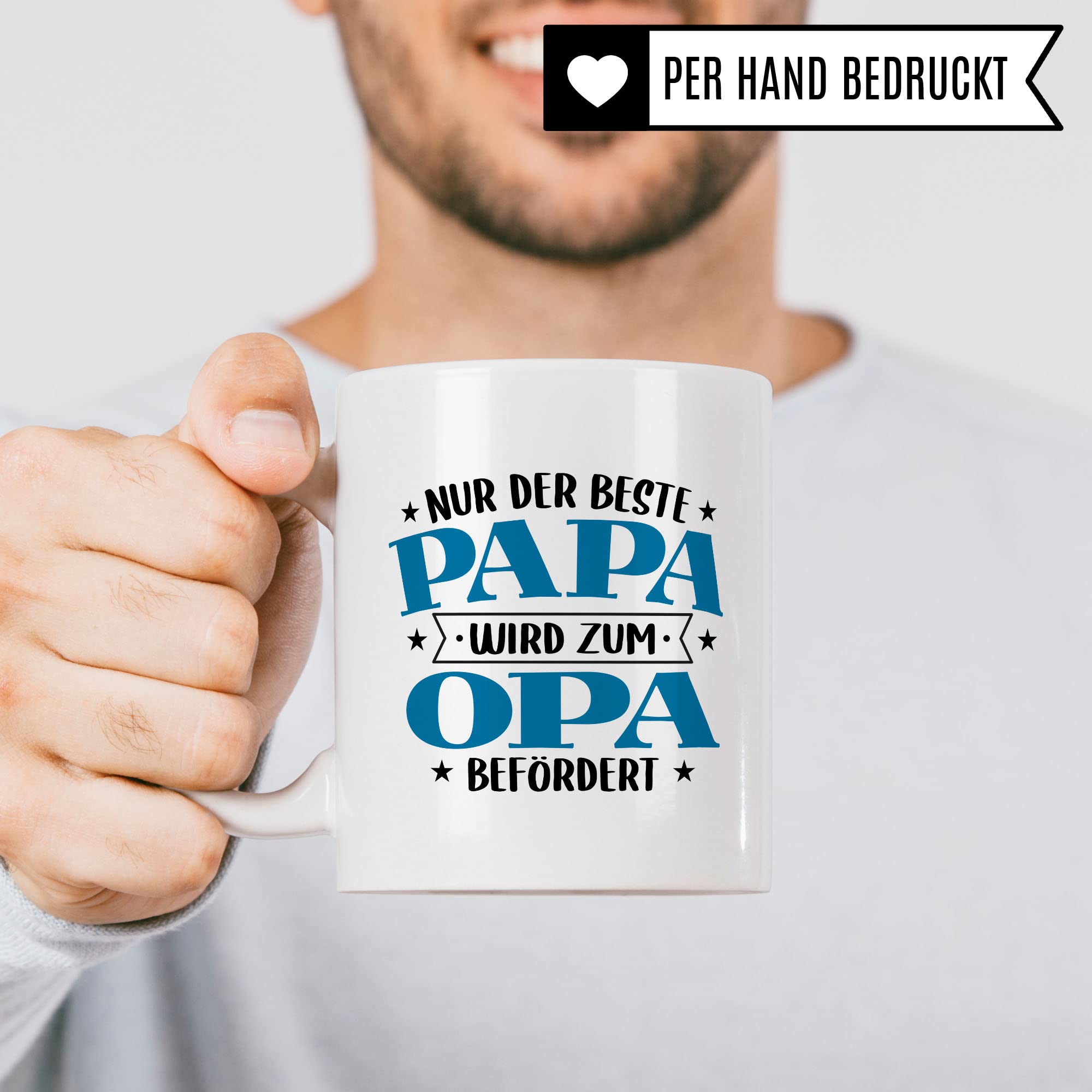 Tasse Opa, Nur der beste Papa wird zum Opa befördert Kaffeetasse mit Spruch lustig Kaffee-Becher Vater Geschenk Geschenkidee Großvater Geburt Teetasse