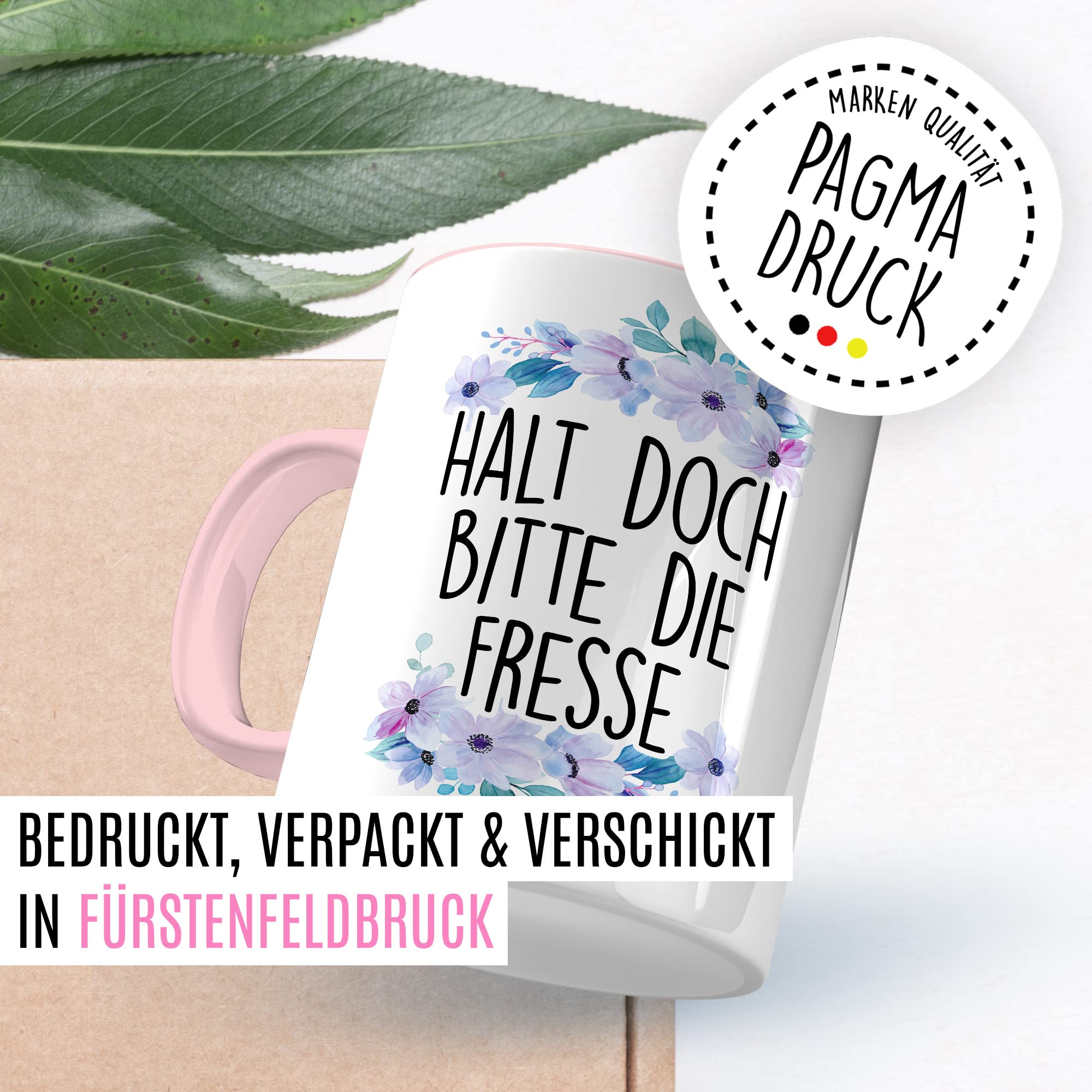 Sarkasmus Tasse Halt die Fresse Geschenkidee Humor Kaffeetasse mit lustigen Spruch Geschenk für Kollegen Kaffeebecher Büro Becher