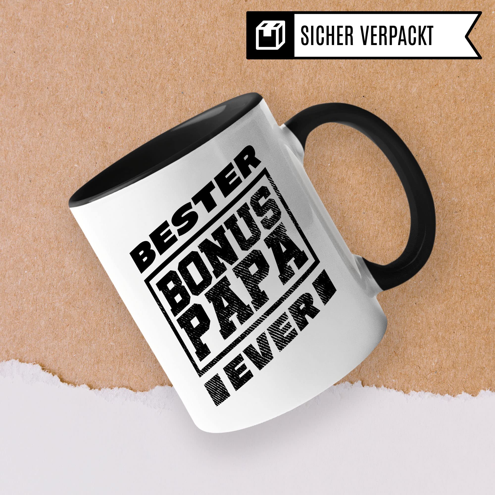 Bonuspapa Tasse Geschenkidee Papa Kaffeetasse Geschenk für Stiefvater Kaffeebecher Stiefpapa Becher