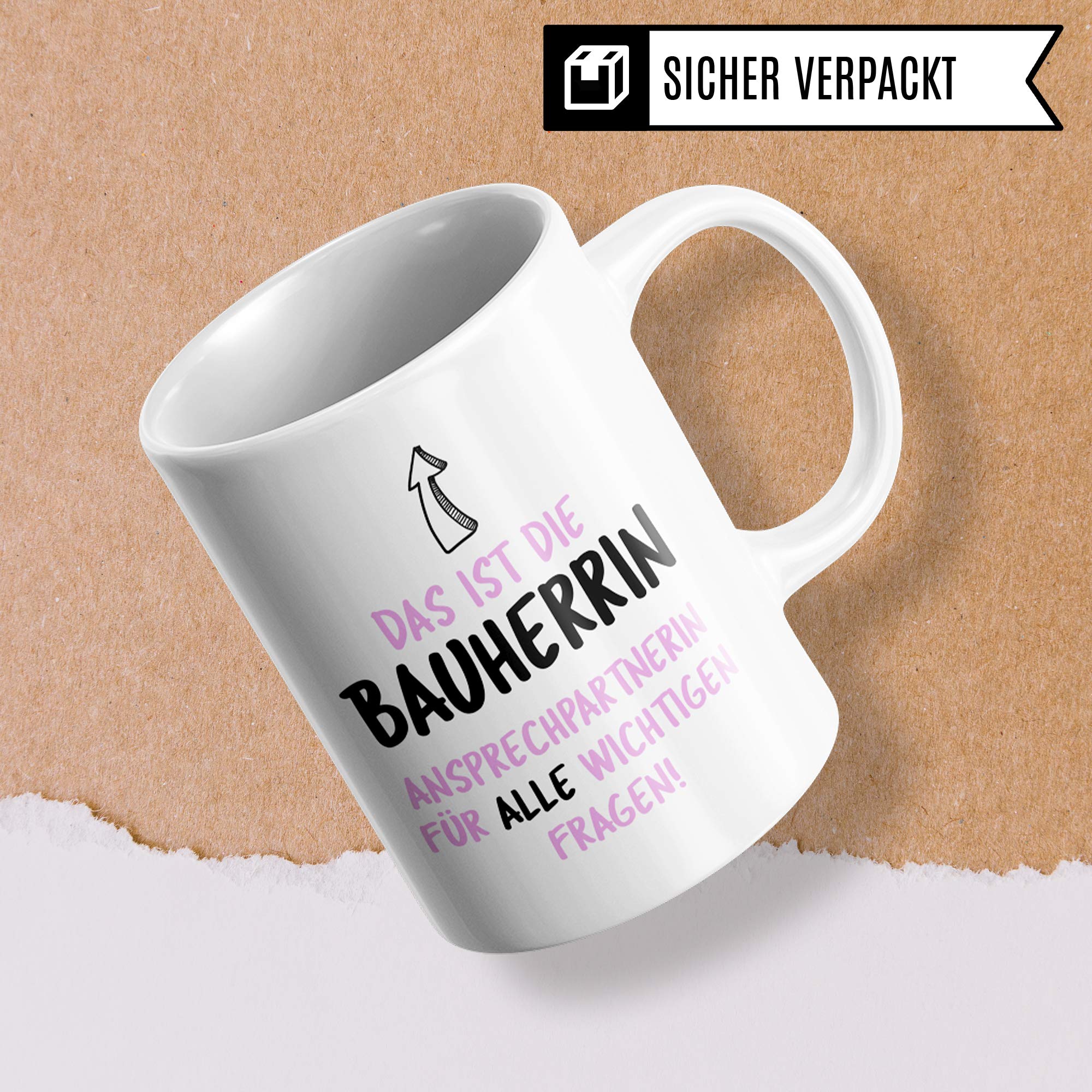 Pagma Druck Bauherrin Tasse Geschenkidee Frau Bauherrin Geschenk Spruch Becher Kaffeetasse Hausbau Eigenheim Richtfest Einweihung