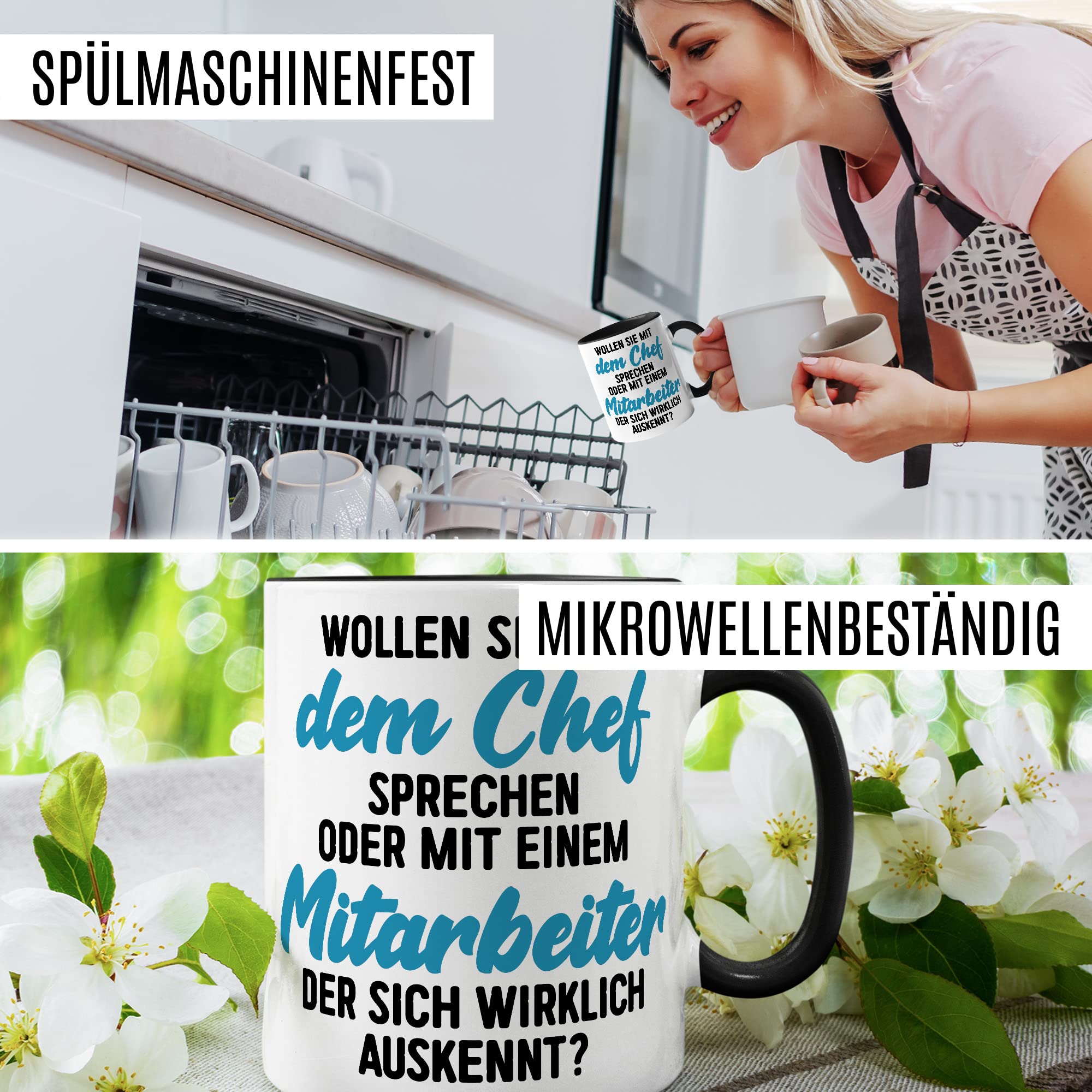 Tasse fürs Büro lustige Kaffeetasse mit Spruch Mitarbeiter Kaffee-Becher mit Humor Geschenk Kollegen Kollegin Geschenkidee Arbeit Schreibtisch Chef Boss Humor Teetasse