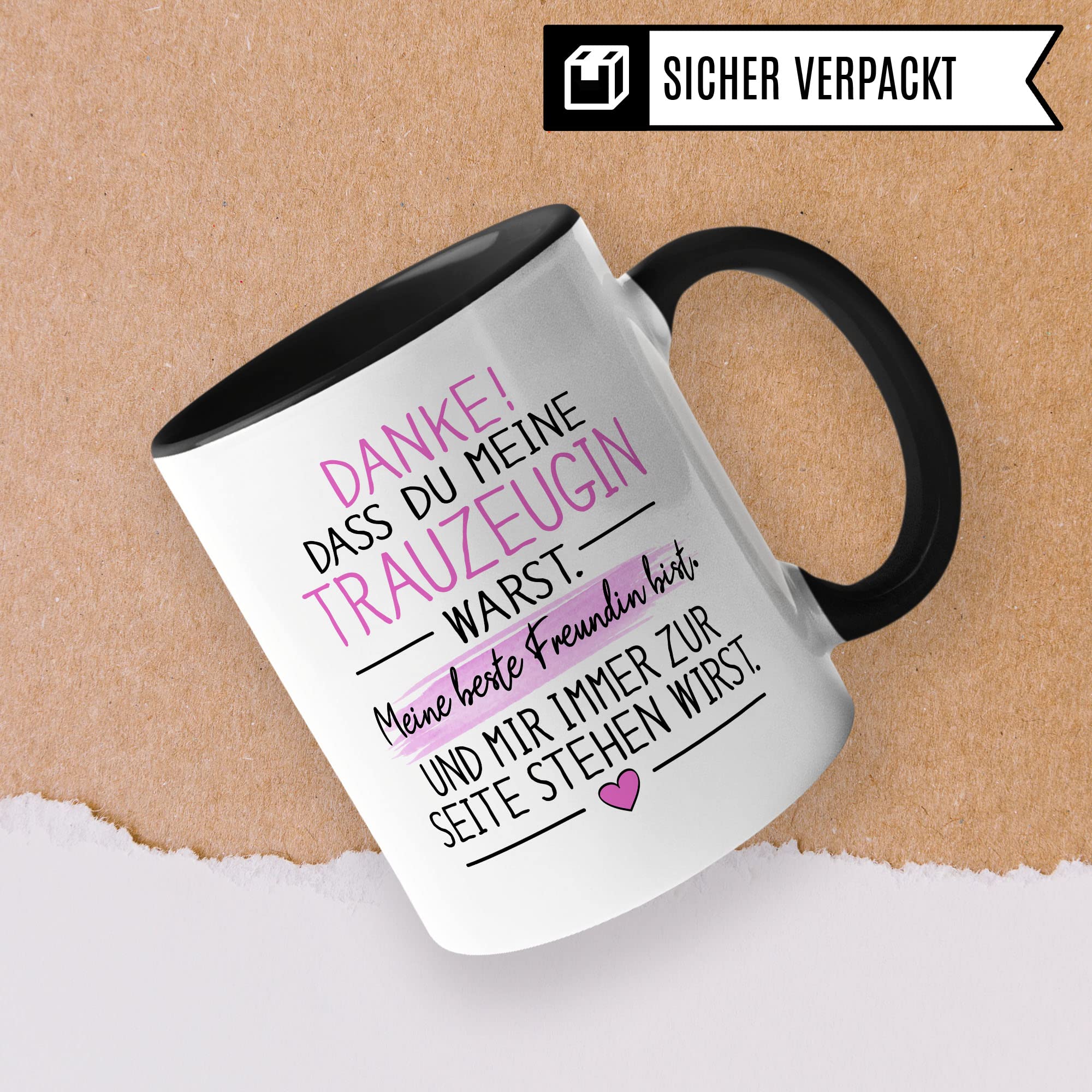 Trauzeugin Tasse DANKE! Dass du meine Trauzeugin warst Spruch Geschenk DankeschönTrauzeugin süßes Motiv schöne Geschenkidee Kaffeetasse Teebecher Hochzeit Dankesgeschenk