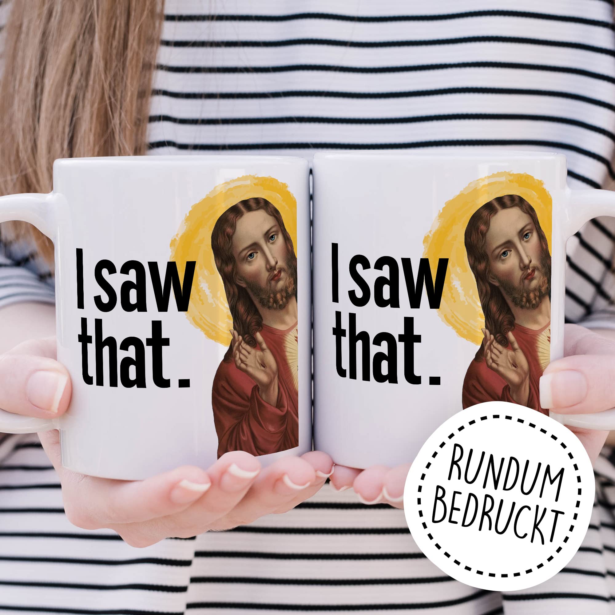 Jesus Tasse Meme Geschenkidee Humor Kaffeetasse mit lustigen Spruch Geschenk für Kollege Kaffeebecher Christus Peeking Becher