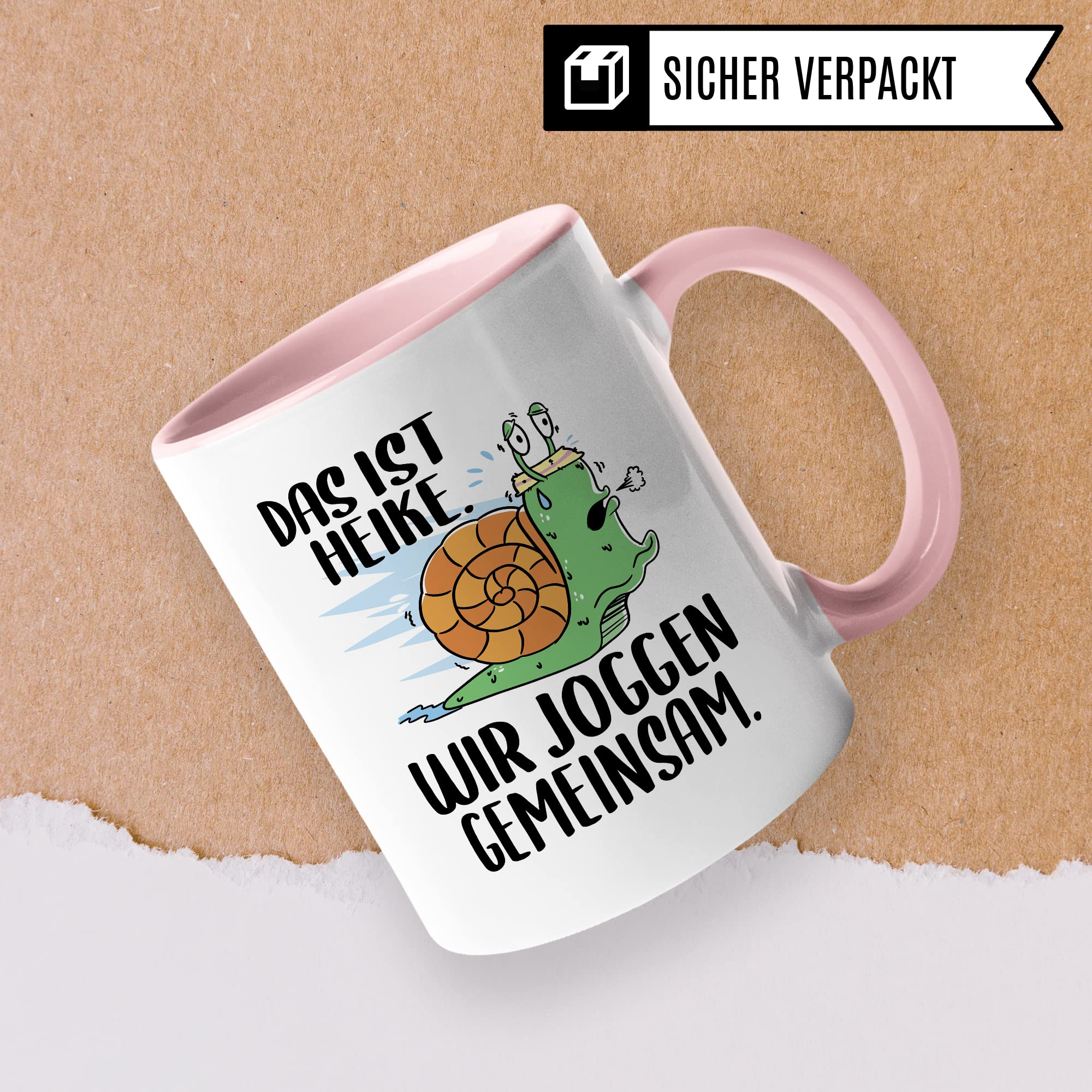 lustige Tasse Humorvolle Kaffeetasse mit Spruch Kaffee-Becher Witz Schnecke Joggen Spruch Geschenk-Idee Das ist Heike