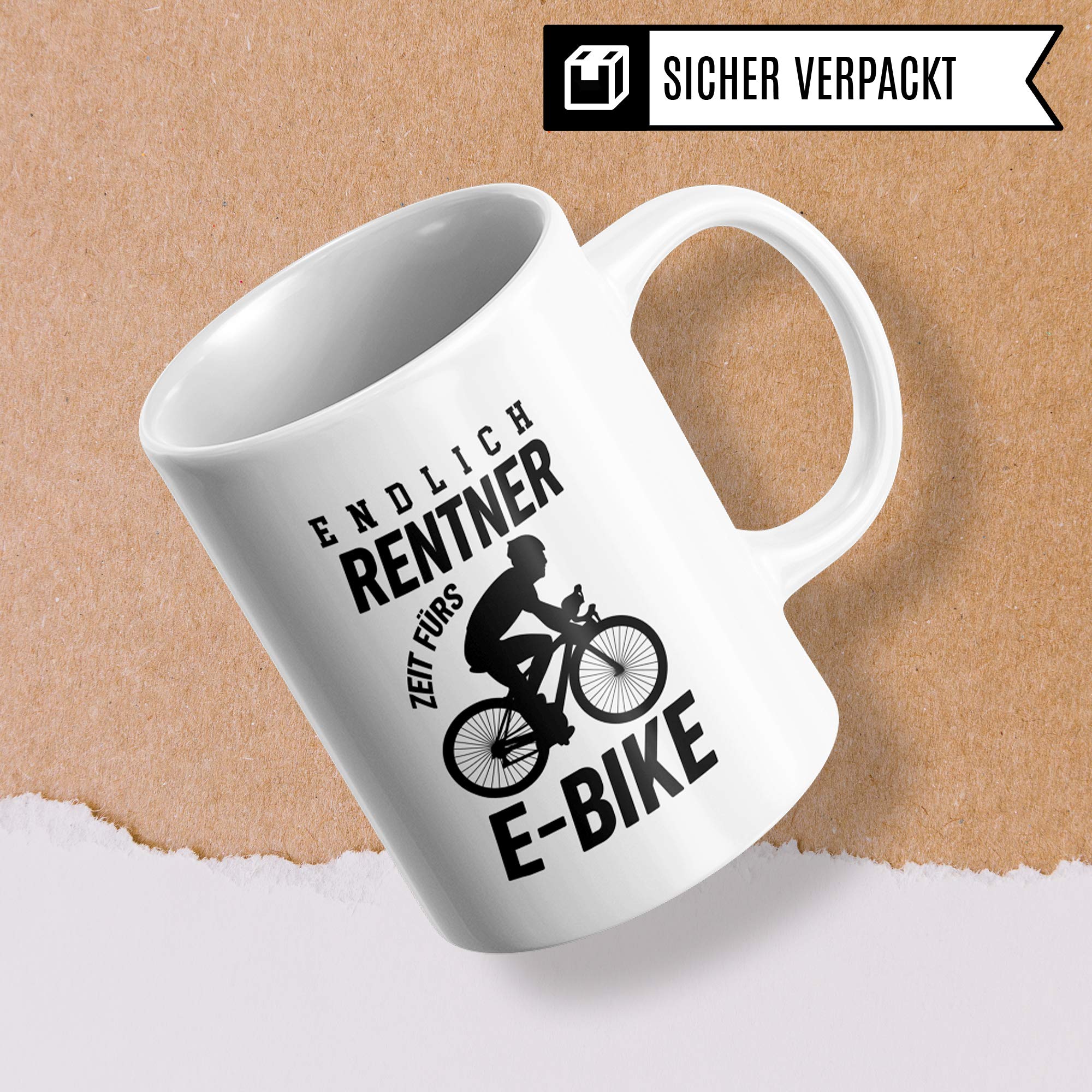 Pagma Druck Tasse E-Bike E Bike Geschenk Rentner Alter Mann Kaffeebecher Spruch Opa Ebike Elektrofahrrad Becher Geschenkidee