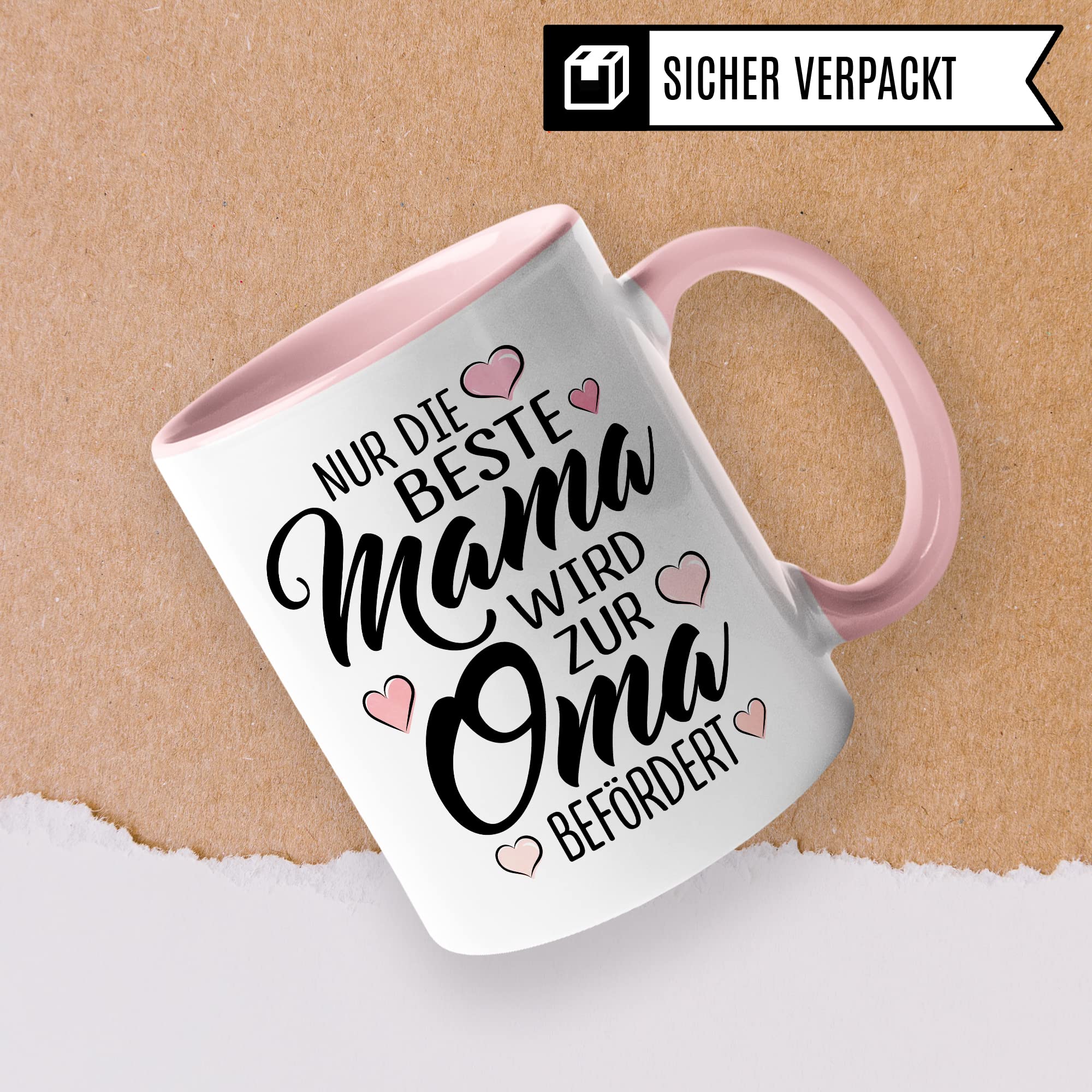 Oma Tasse mit Spruch, Nur die beste Mama wird zur Oma befördert, Geschenk Großmutter, Baby Ankündigung Reveal Geschenkidee Kaffeetasse Enkel