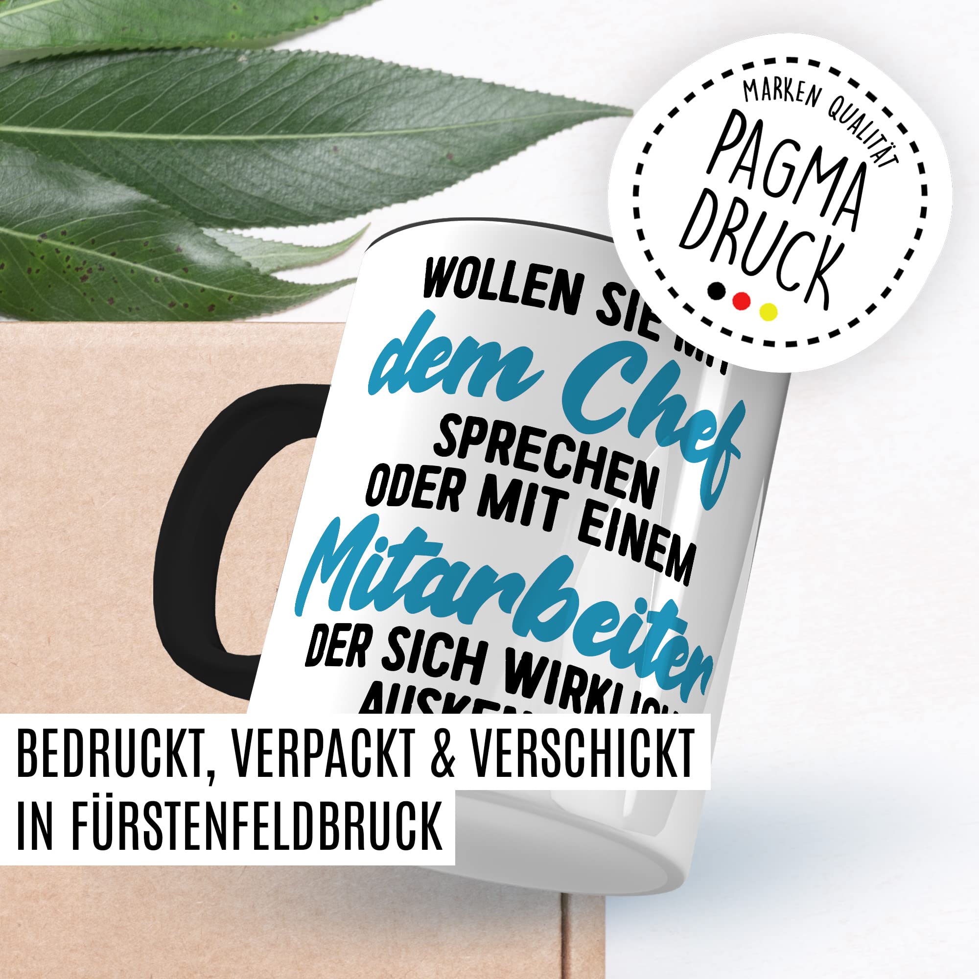 Tasse fürs Büro lustige Kaffeetasse mit Spruch Mitarbeiter Kaffee-Becher mit Humor Geschenk Kollegen Kollegin Geschenkidee Arbeit Schreibtisch Chef Boss Humor Teetasse