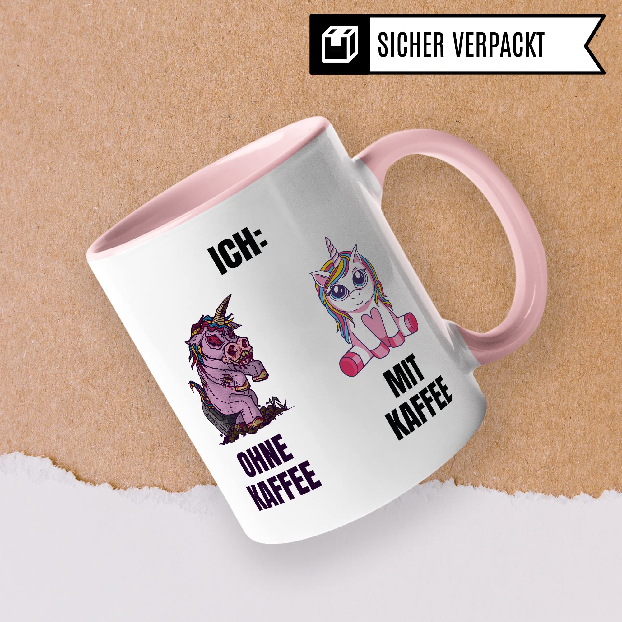 Einhorn Tasse Geschenk Kaffeetasse mit Spruch lustig Ohne Kaffee mit Kaffee, Geschenk-Idee Kaffeeliebhaber Kaffeetrinker Kaffee-Becher Humor Witztasse