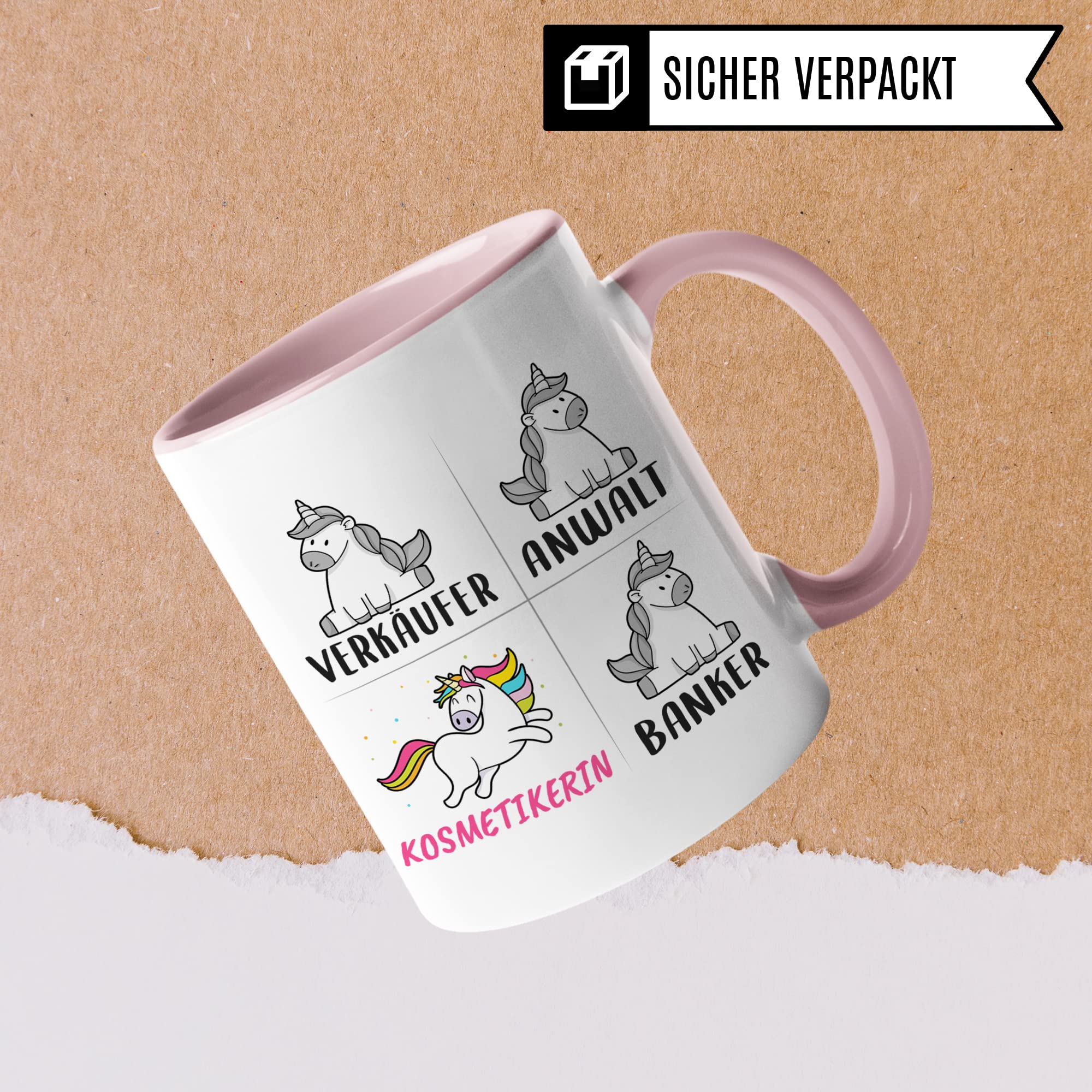 Kosmetikerin Tasse lustig, Kosmetikerin Geschenk Beruf, Spruch Kosmetik Geschenkidee, Kaffeetasse Beruf Stylistin Maskenbildnerin Kaffeebecher Einhorn Frauen Teetasse Becher