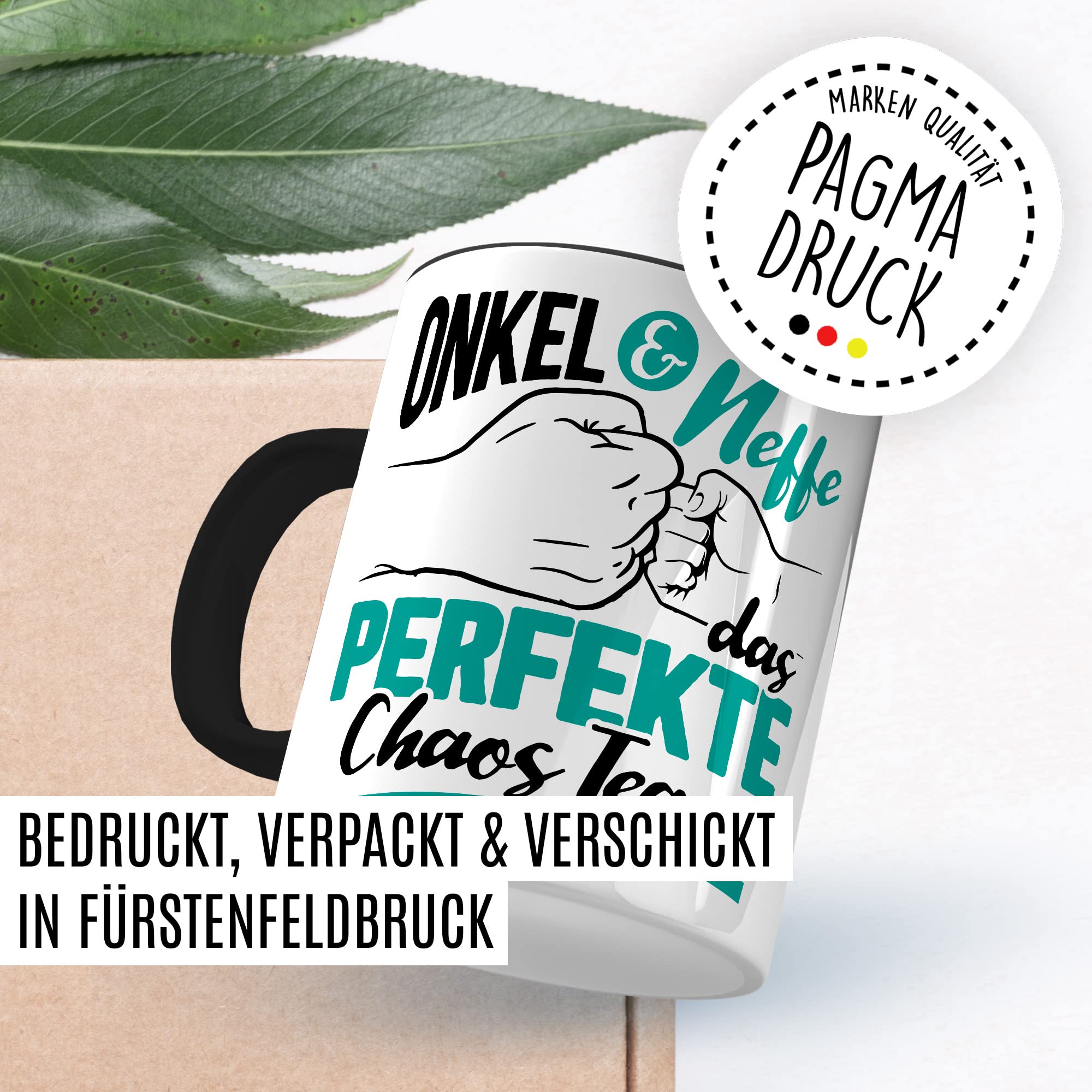 Onkel Tasse Neffe Geschenk lustig Chaos-Team Bruder Kaffeetasse Nichte Kaffee-Becher Geschenkidee Familie Humor Geschwister Patenonkel Pate Patenkind