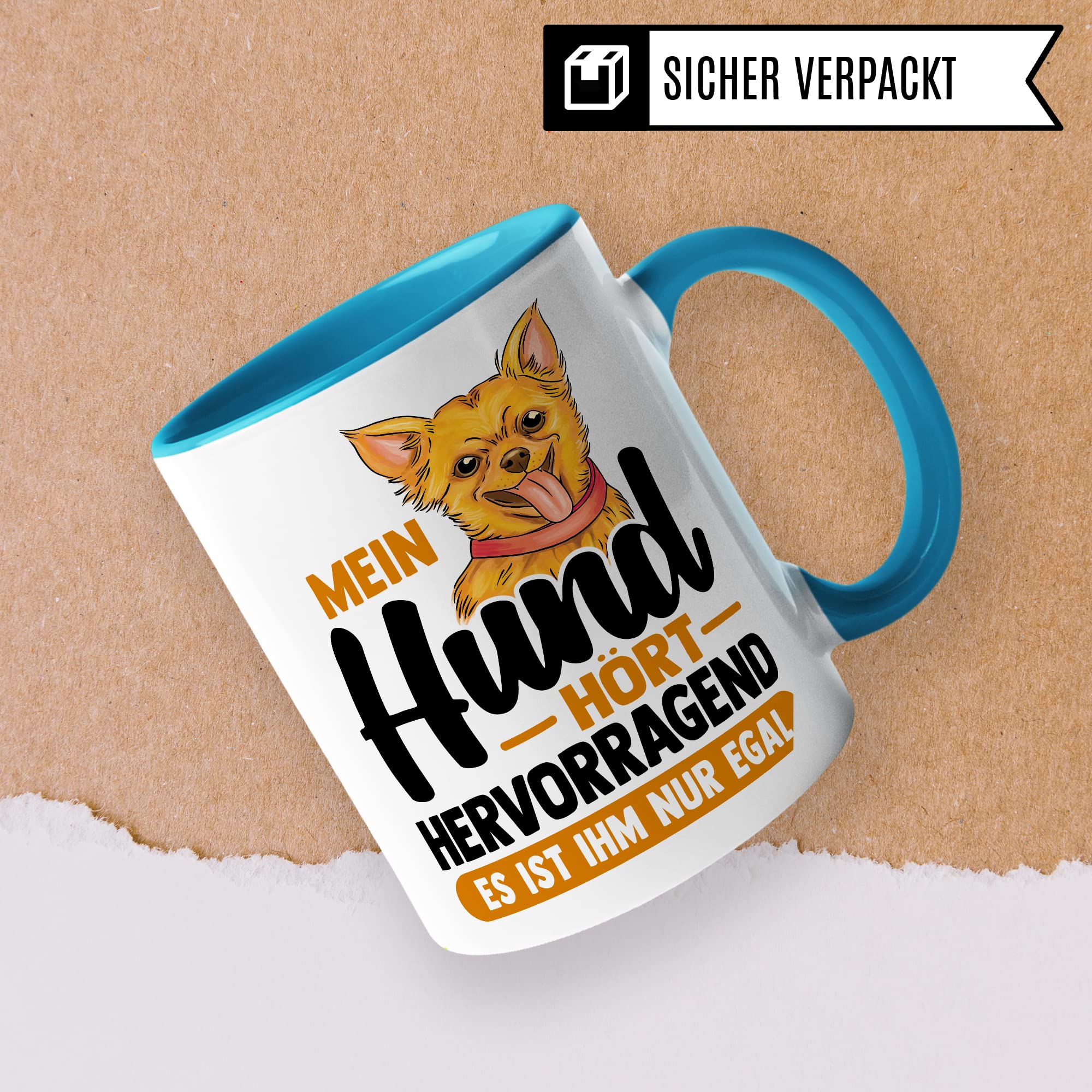 Tasse Hund Geschenk, Mein Hund hört hervorragend es ist ihm nur egal Geschenkidee Hundehalter Kaffee-Becher Kaffeetasse mit Spruch lustig Hundebesitzer Teetasse Herrchen