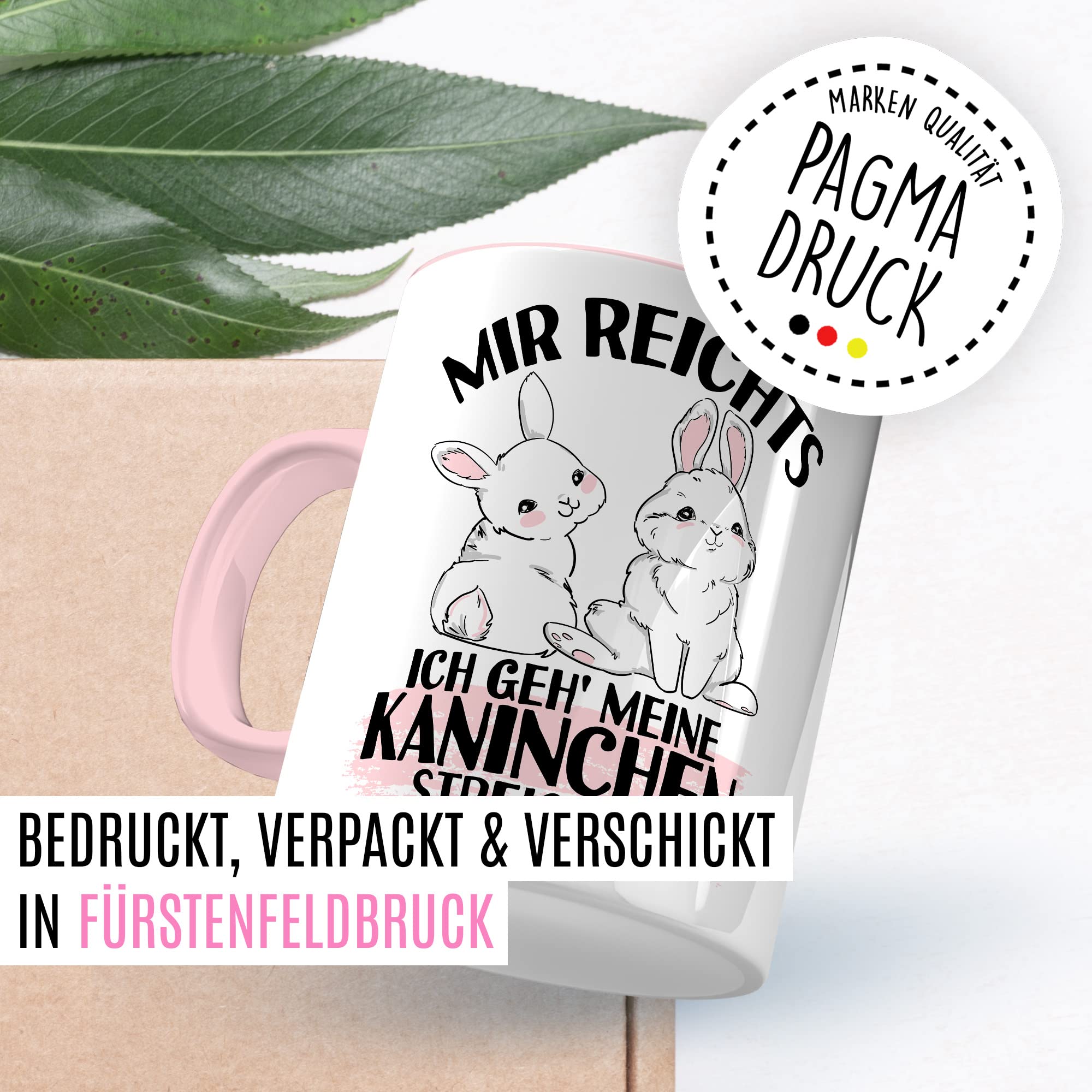 Kaninchen Tasse mit Spruch lustige Kaffeetasse mit Tier Witz Karnickel Kaffee-Becher Häschen Humor Geschenk Spruch Teetasse Haustier Hase