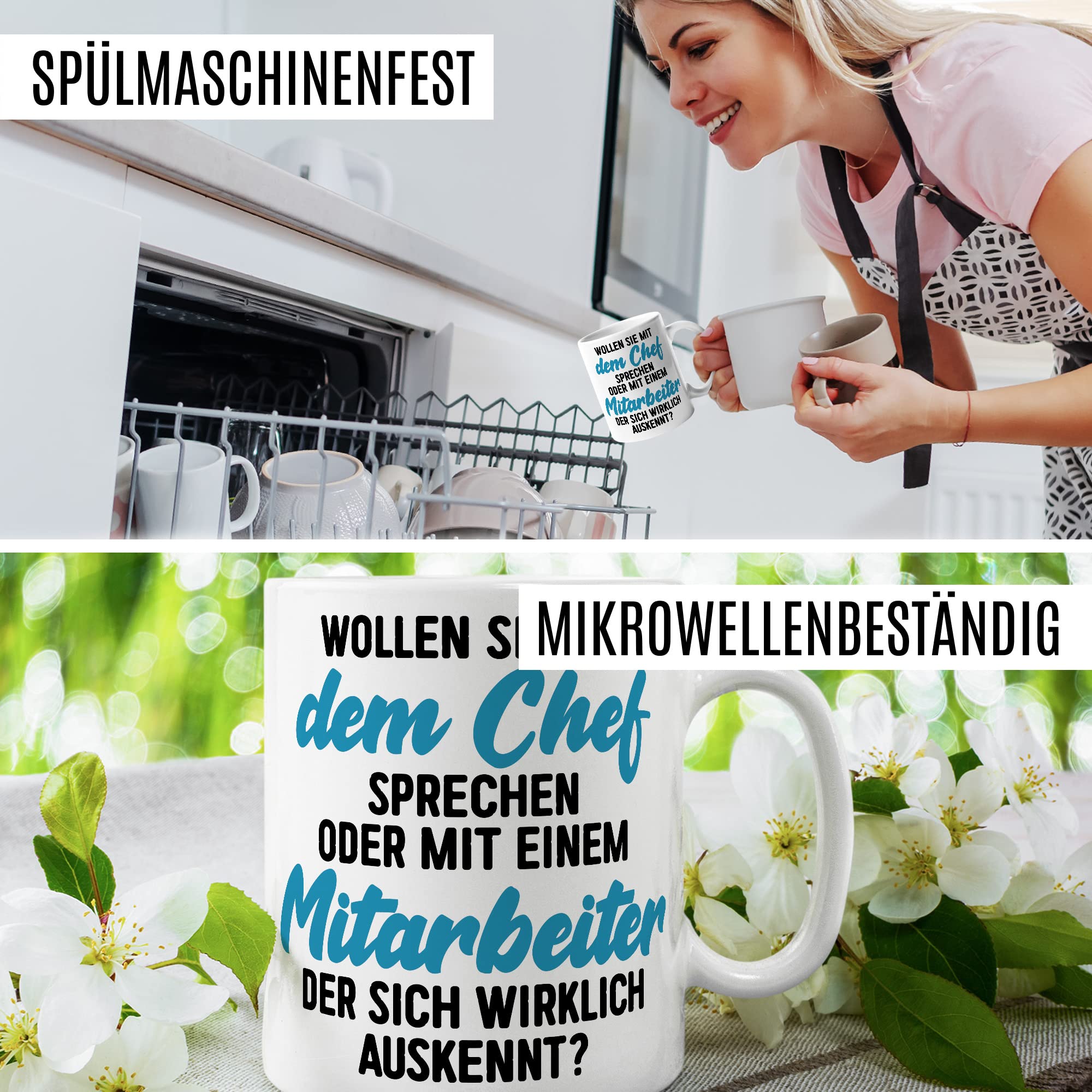 Tasse fürs Büro lustige Kaffeetasse mit Spruch Mitarbeiter Kaffee-Becher mit Humor Geschenk Kollegen Kollegin Geschenkidee Arbeit Schreibtisch Chef Boss Humor Teetasse