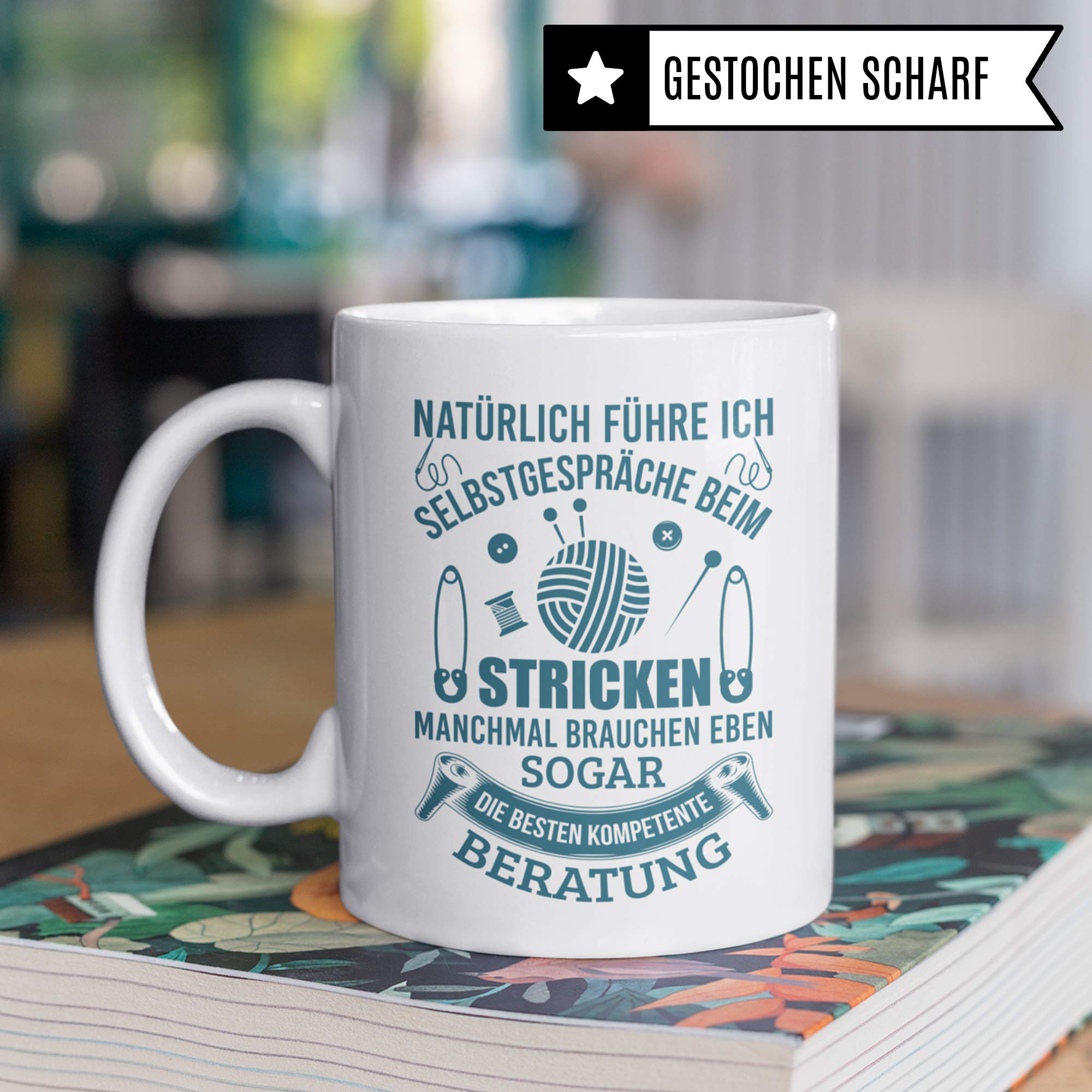 Pagma Druck Stricken Geschenk Tasse, Strickerin Spruch Becher Geschenkidee, Kaffeetasse Häkeln Kaffeebecher (Weiß/Weiß)