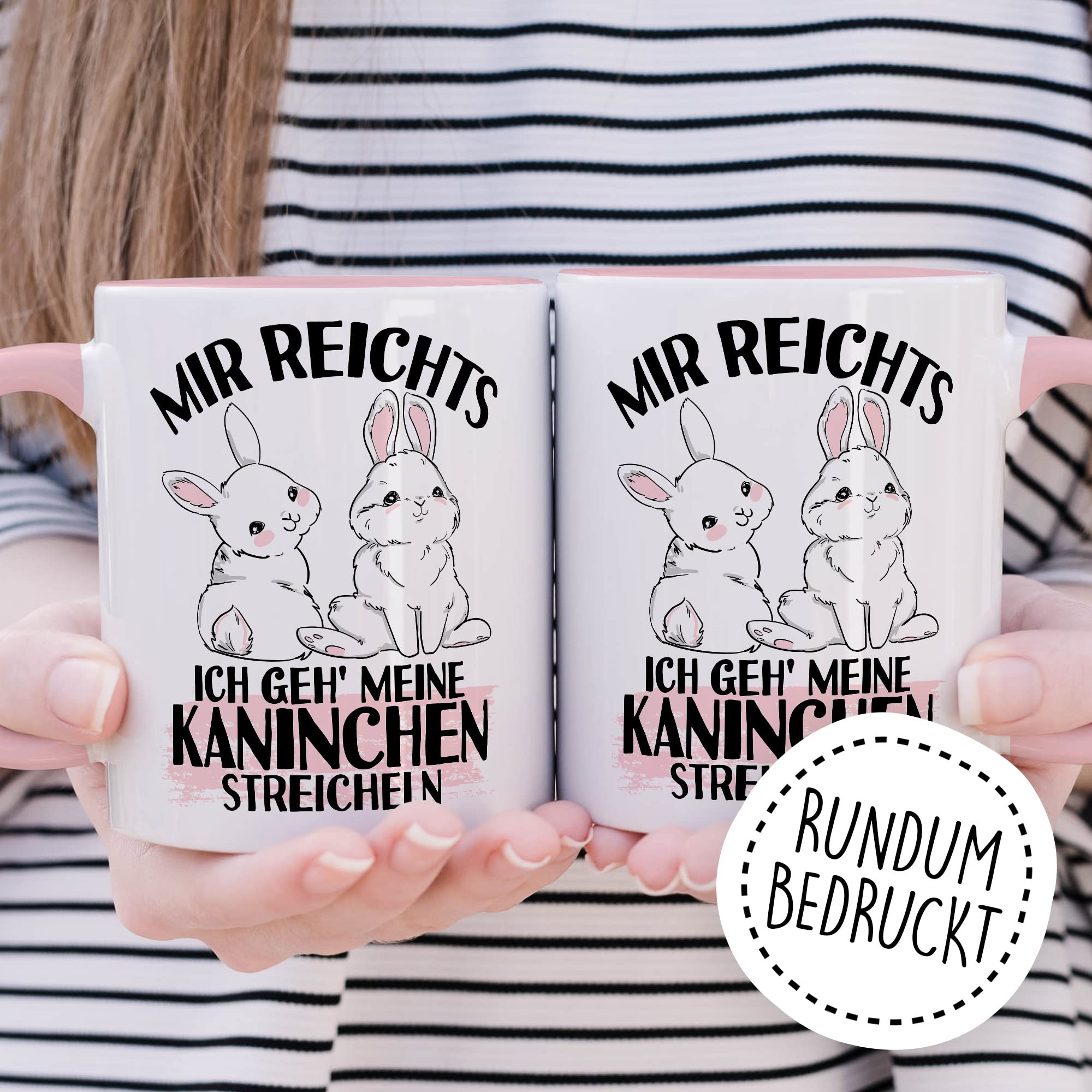 Kaninchen Tasse mit Spruch lustige Kaffeetasse mit Tier Witz Karnickel Kaffee-Becher Häschen Humor Geschenk Spruch Teetasse Haustier Hase