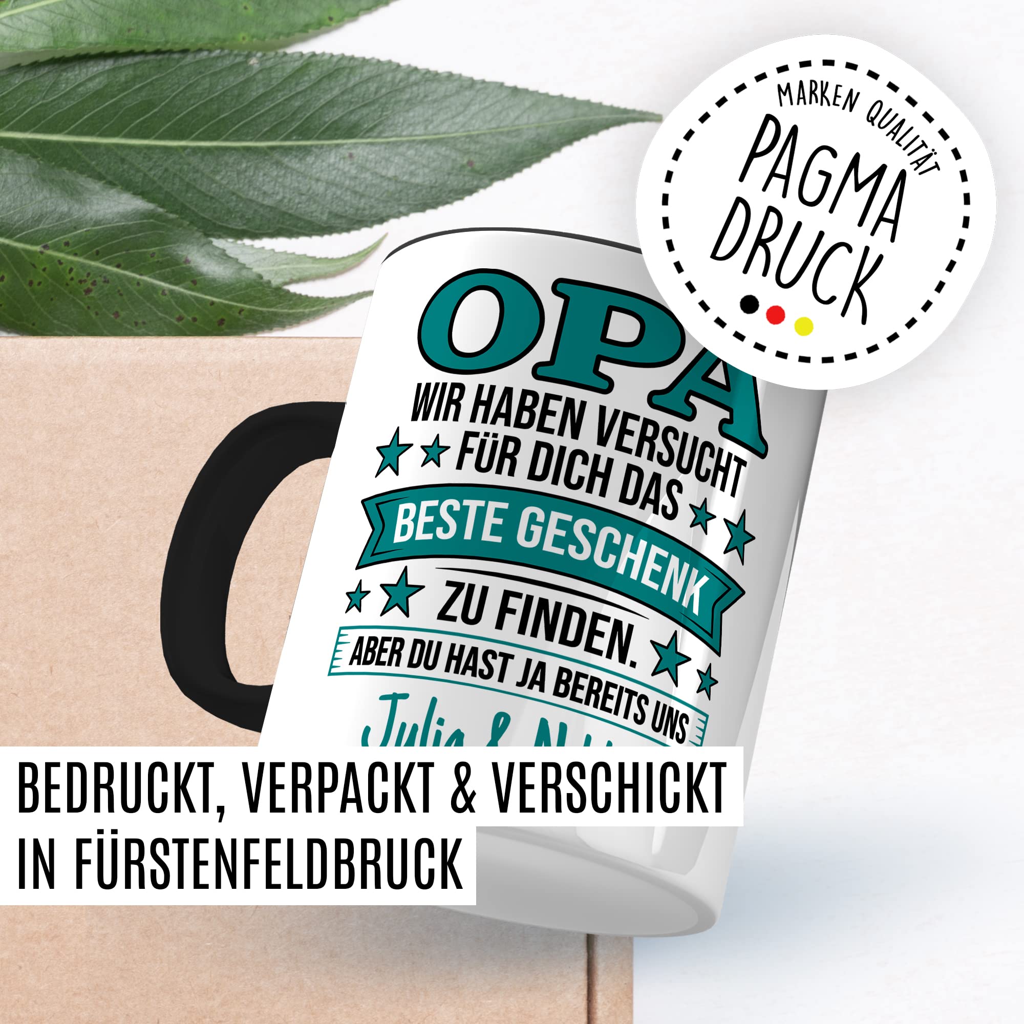 Opa Tasse personalisierbar, Opa - wir haben versucht für dich das beste Geschenk zu finden. Aber du hast ja bereits uns Geschenk personalisiert Großvater Spruch Enkelkinder schöner Spruch Geschenkidee Kaffeetasse Enkel