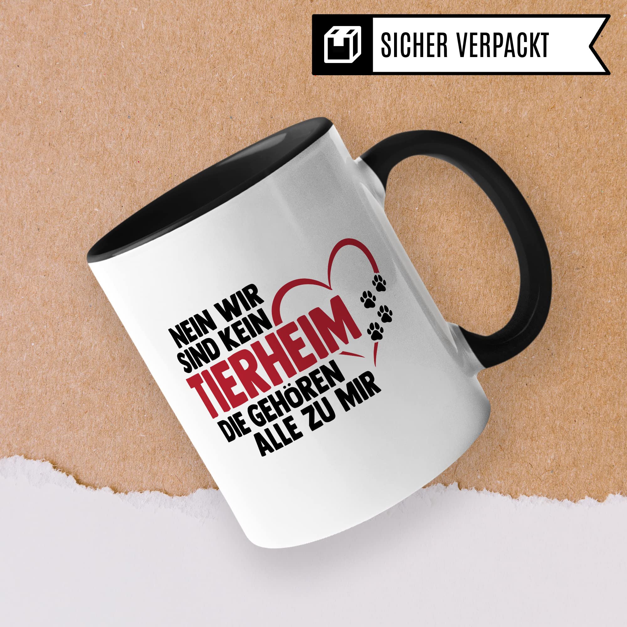 Hunde Tasse lustig Hundebesitzer Kaffee-Becher Kaffeetasse Tierheim Spruch Humor Witz Geschenk-Idee Haustier Teetasse Die gehören alle zu mir Hund (Weiß/Schwarz)