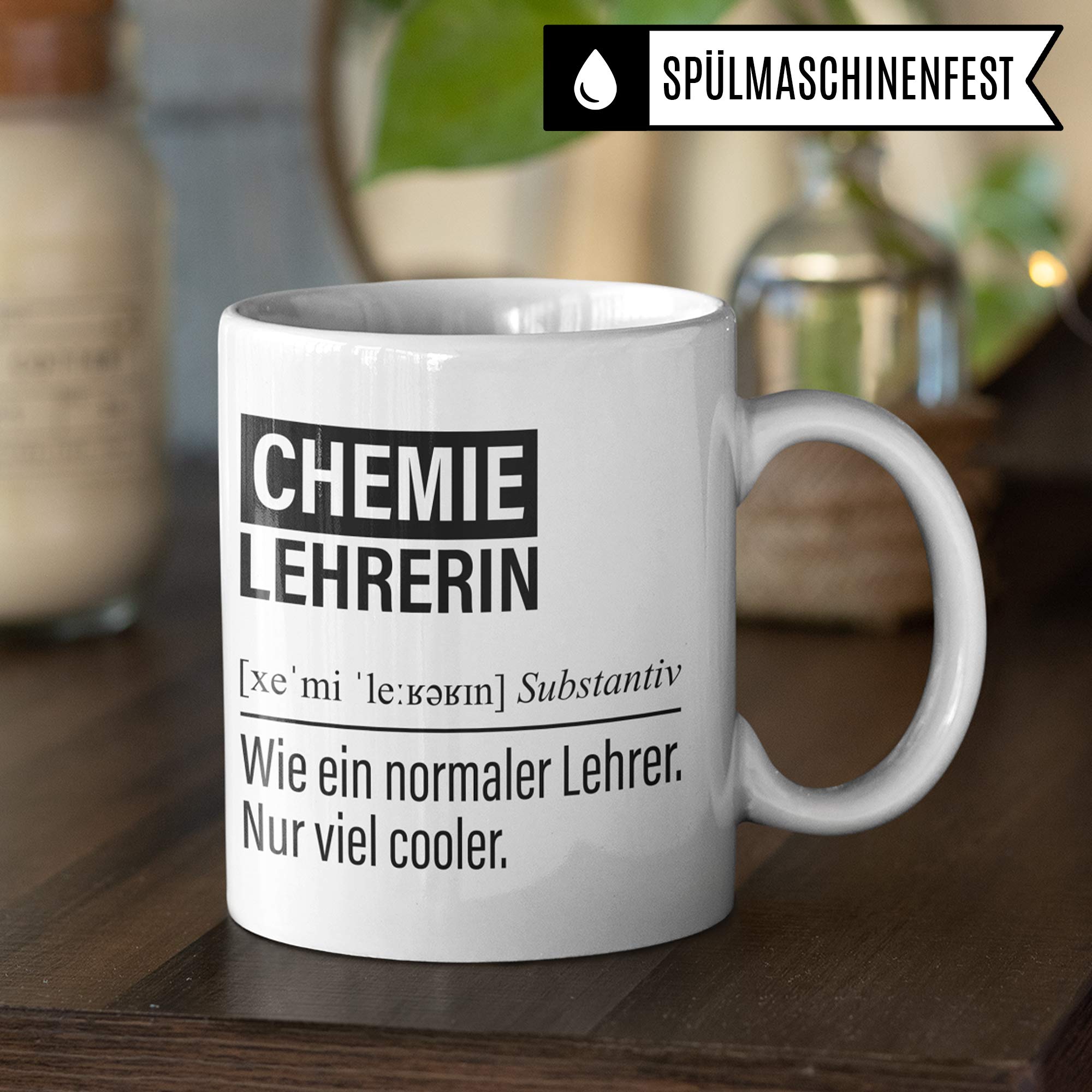 Chemielehrerin Tasse, Geschenk für Chemie Lehrerin, Kaffeetasse Geschenkidee Lehrerin, Kaffeebecher Lehramt Schule Chemie Unterricht Witz