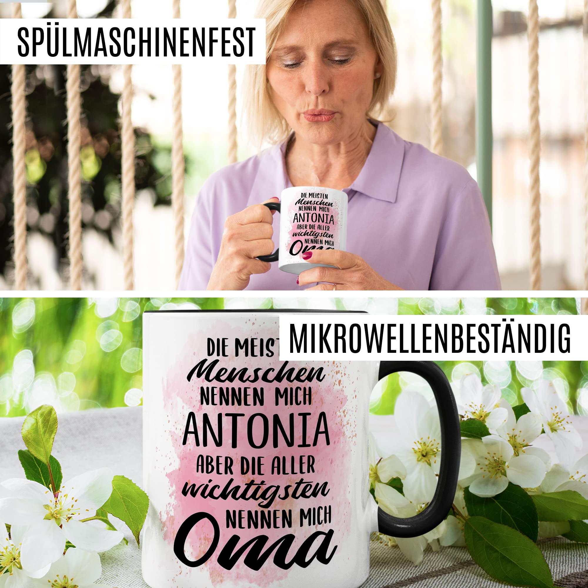 Oma Tasse personalisiert mit Name - Die wichtigsten Menschen nennen mich Oma Geschenk personalisieren - Großmutter Geschenkidee von Enkel & Enkelin Kaffee-Becher personalisierbar