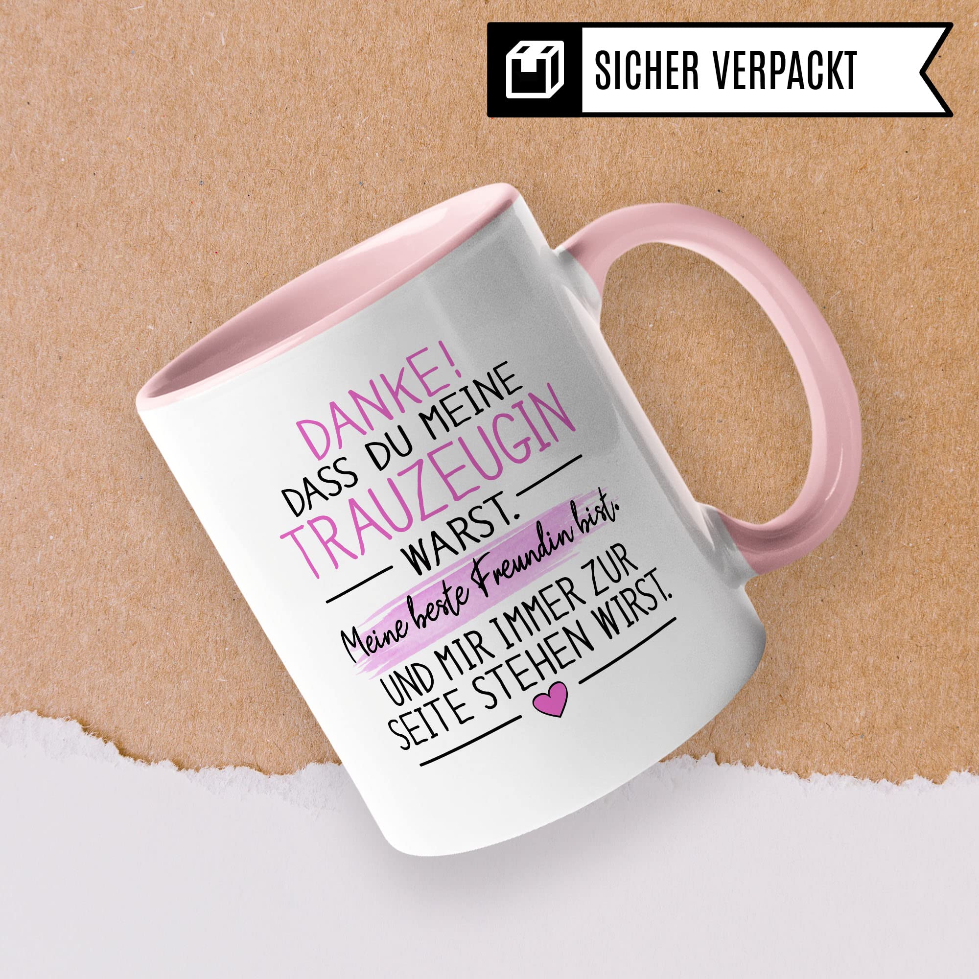 Trauzeugin Tasse DANKE! Dass du meine Trauzeugin warst Spruch Geschenk DankeschönTrauzeugin süßes Motiv schöne Geschenkidee Kaffeetasse Teebecher Hochzeit Dankesgeschenk