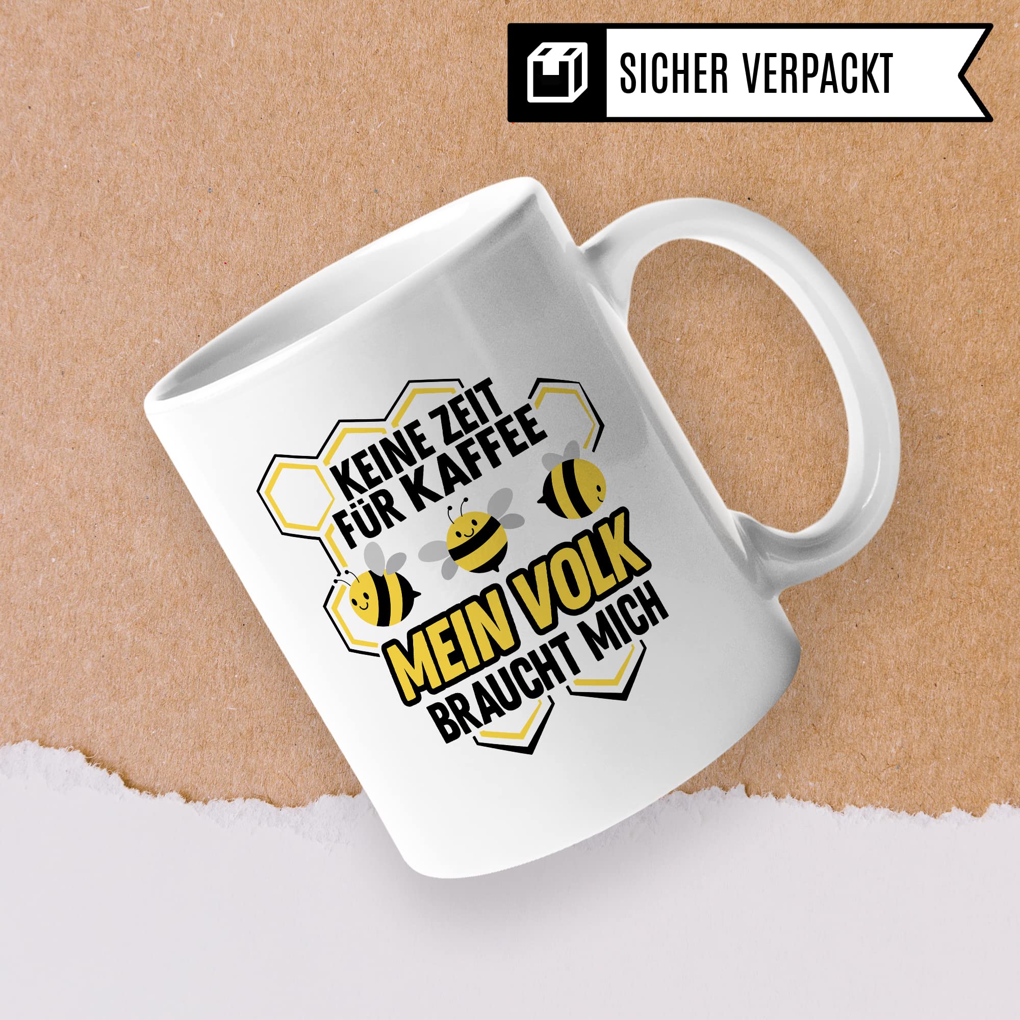 Imker Tasse Bienen Kaffeetasse Biene Kaffee-Becher Imkerei Geschenkidee Teetasse lustig Honig Bienenvolk Keine Zeit für Kaffee mein Volk braucht mich Spruch Witz Humor