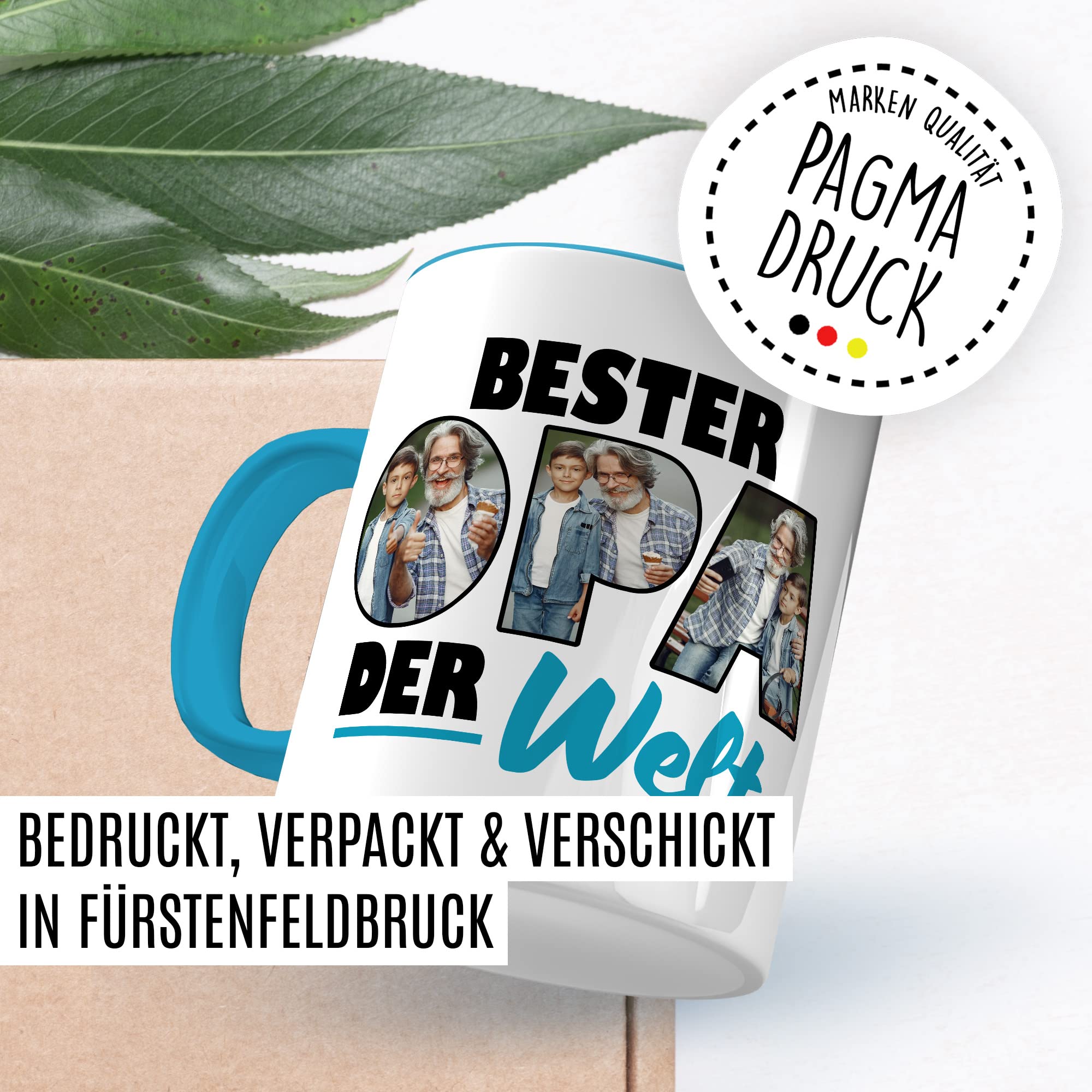 Opa Tasse personalisierbar mit Bild, Bester Opa der Welt, Geschenk personalisiert Großvater Spruch Enkelkinder schöner Spruch Geschenkidee Kaffeetasse Enkel