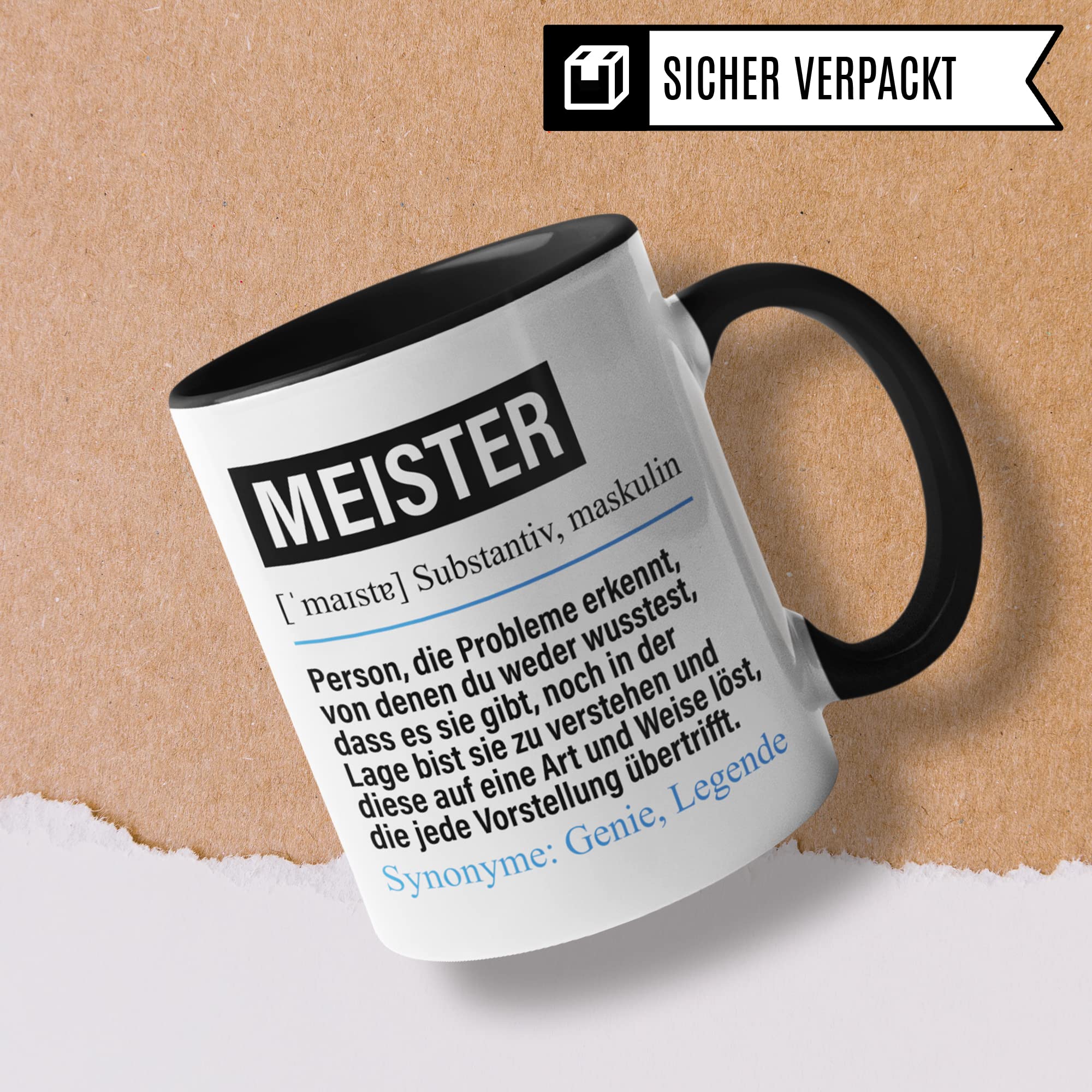 Tasse Meister lustig, Meister Geschenk Beruf, Spruch Kaffeebecher Handwerksmeister Geschenkidee, Beruf Meisterprüfung Kaffee-Tasse Meisterbrief Teetasse Becher