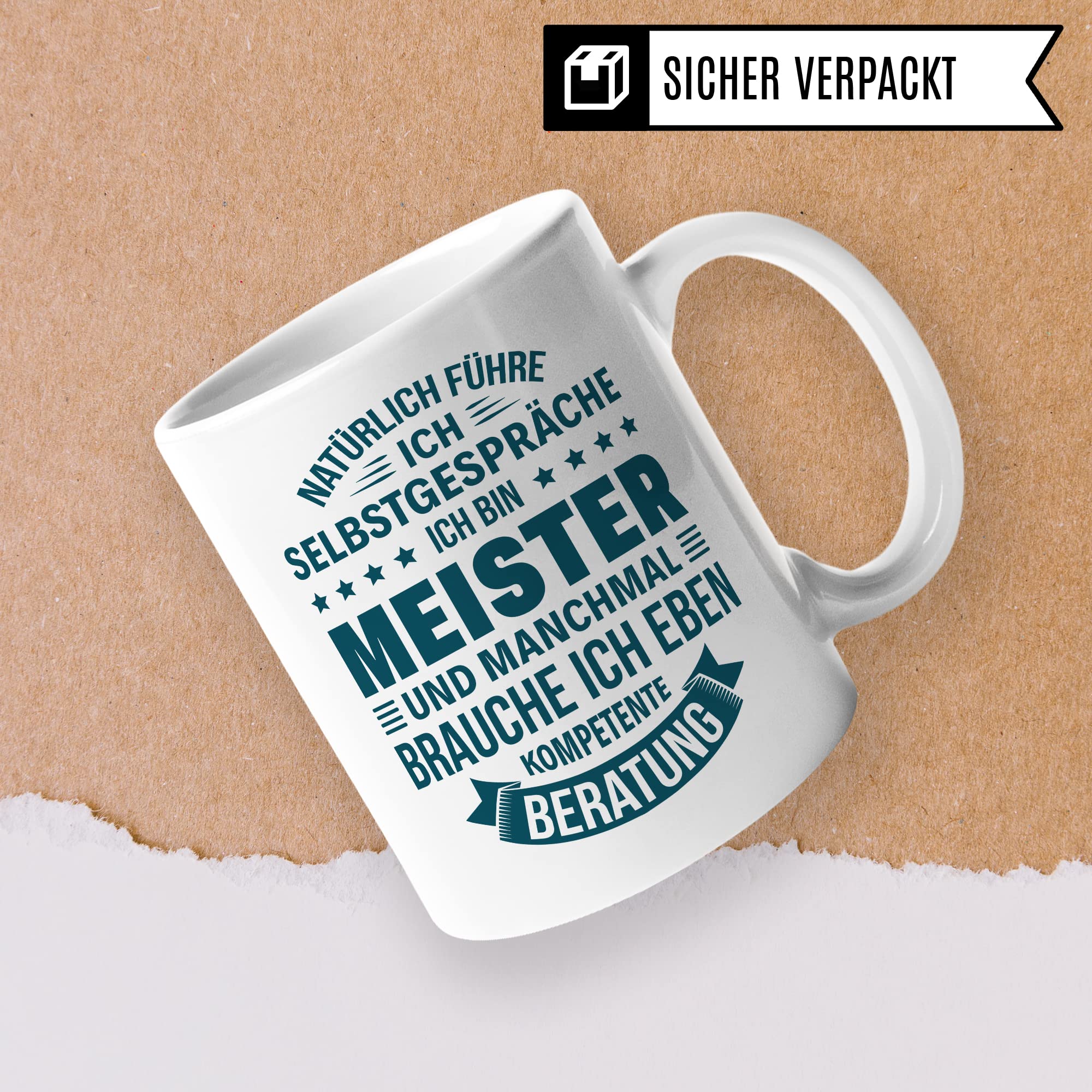 Meister Tasse Handwerksmeister Geschenk Kfz Meisterprüfung Kaffeebecher Kaffeetasse Humor Witz Geschenkidee für Meisterlehre Industriemeister Becher