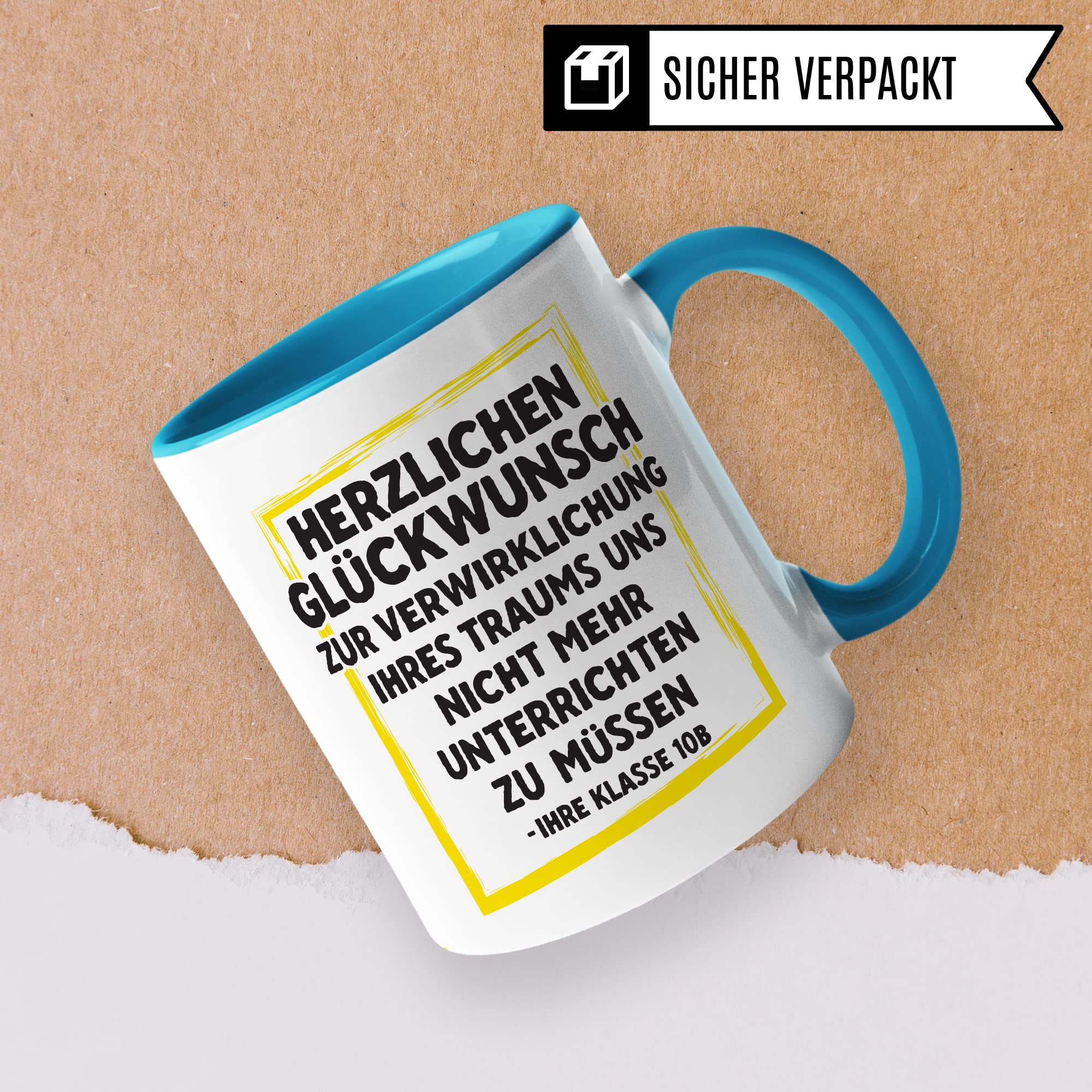 Tasse Lehrer Geschenk lustig personalisiert Lehrerin Kaffee-Tasse Geschenkidee Grundschule Tasse Abschied Abschiedsgeschenk Gymnasium Kaffee-Becher