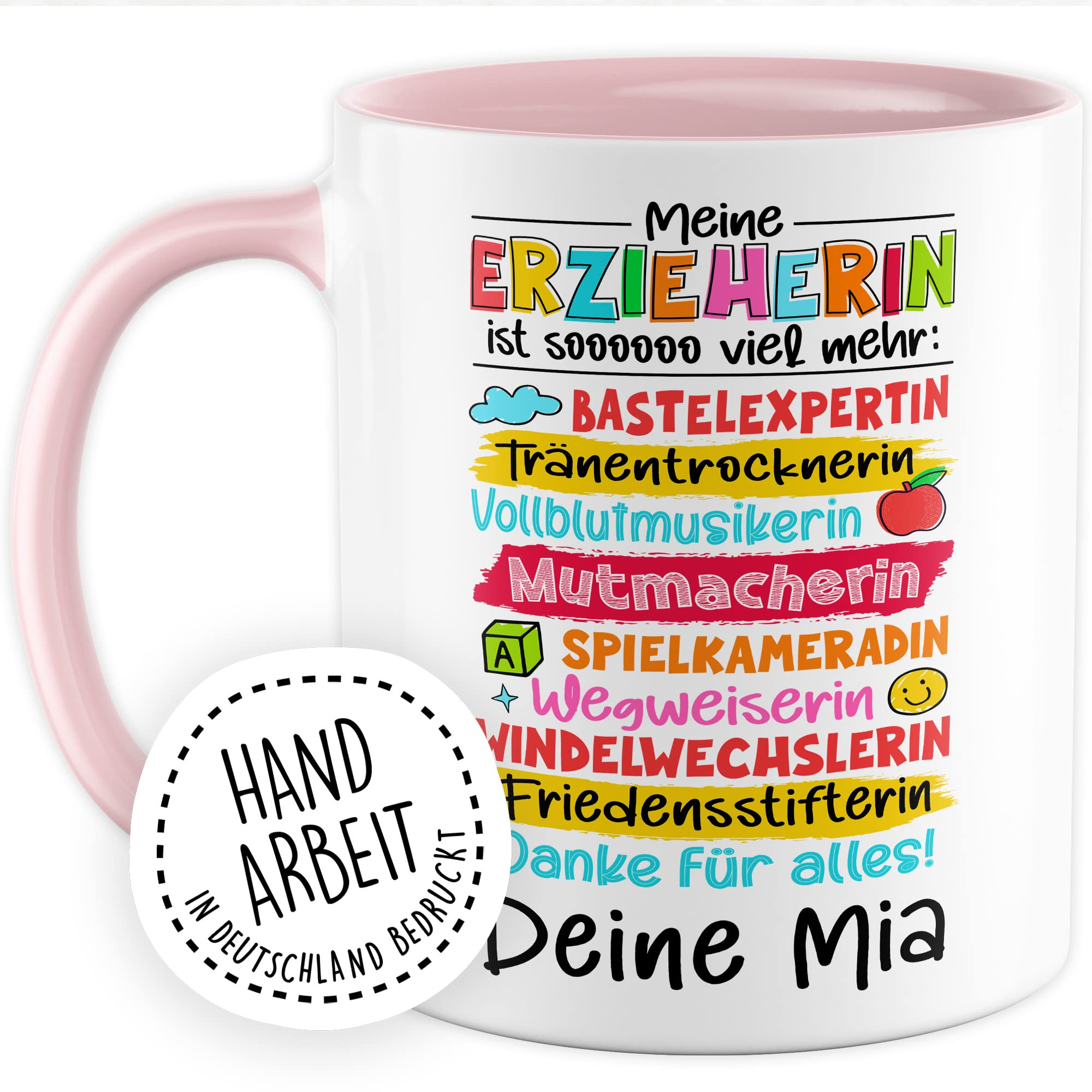 Erzieherin Tasse Geschenk, Meine Erzieherin ist soooo viel mehr Geschenkidee Kaffeetasse mit Spruch lustig Kaffee-Becher Kindergarten Kinderheim Abschiedsgeschenk