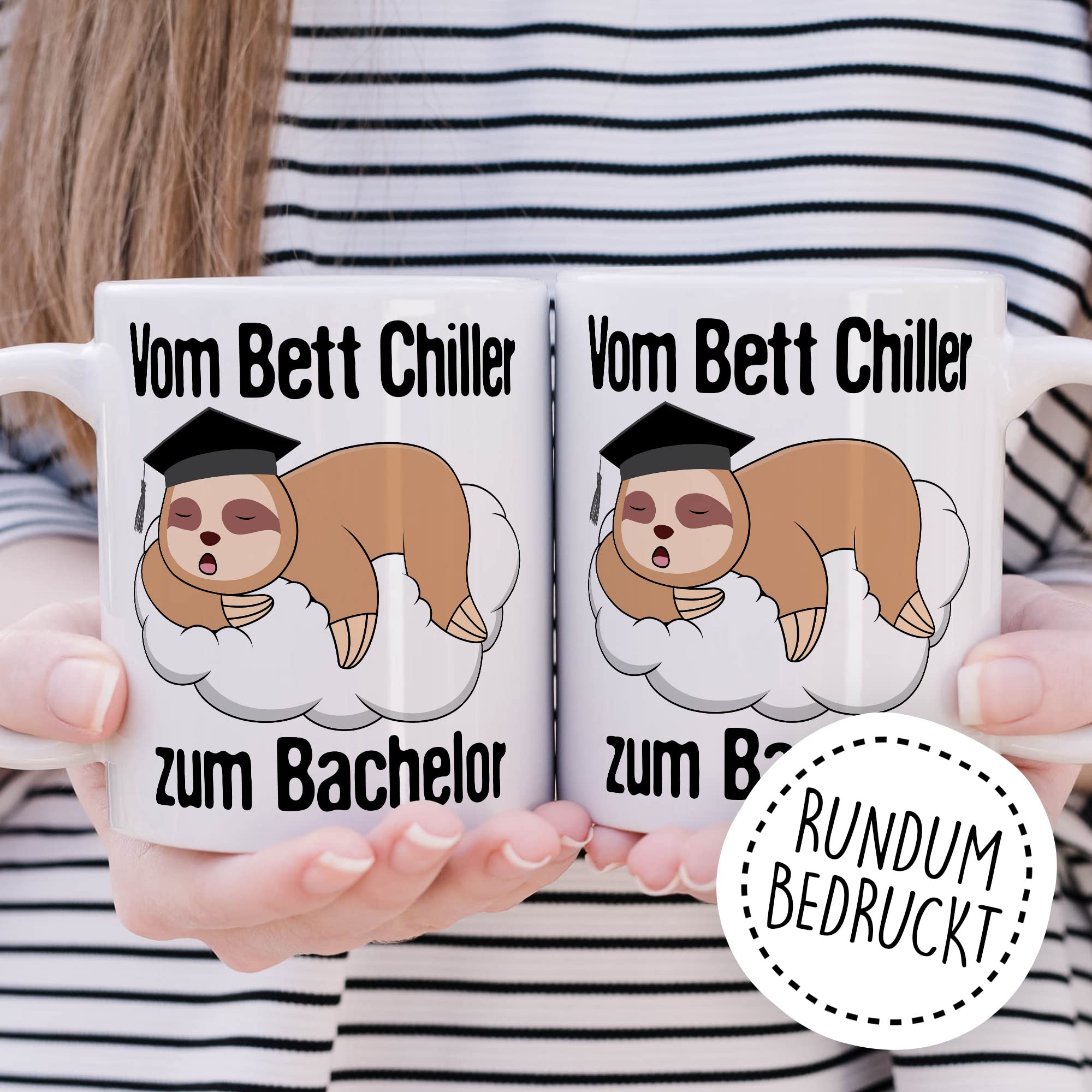 Bachelor Tasse Studenten Geschenk Humor Kaffeetasse mit lustigen Spruch Uni Kaffeebecher Studentin Geschenkidee Faultier Teetasse