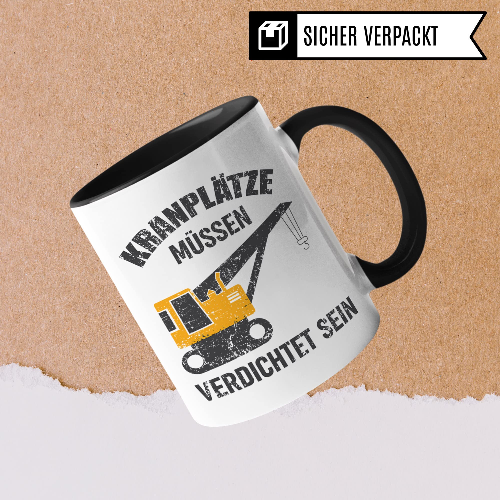 Baustelle Tasse, Bauarbeiter Spruch lustig Kran, Männer Kaffeetasse Geschenkidee, Kranfahrer Kaffeebecher, Bagger Becher, Humor Witz Geschenk für Baustelle